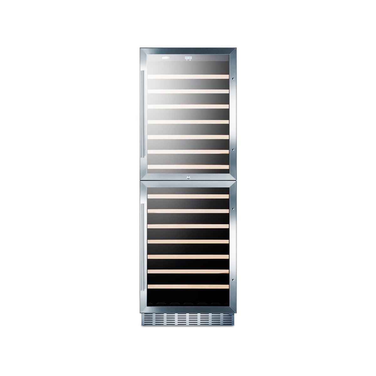 Summit SWC1875BCSS 24" Glass Door Wine Refrigerator, Dual Temperature, 118 Bo...