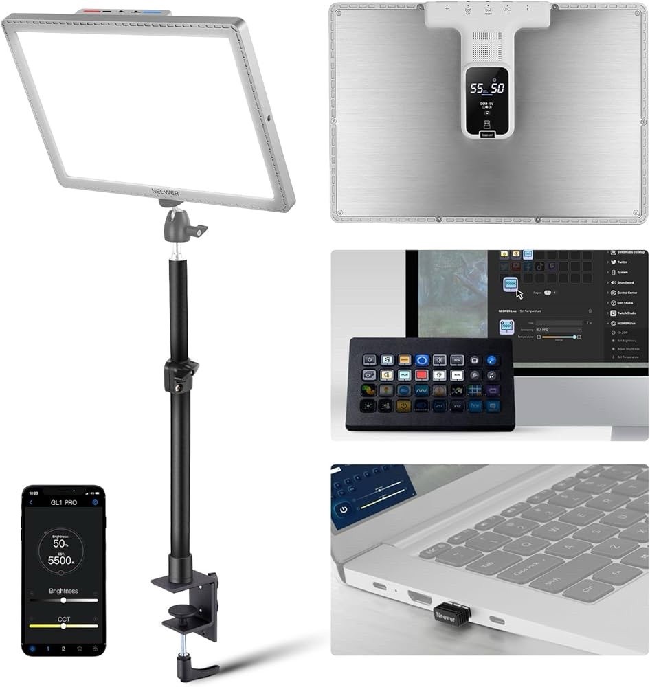 NEEWER GL1 PRO 15.5" Key Light w/App, CRI97+, Silver