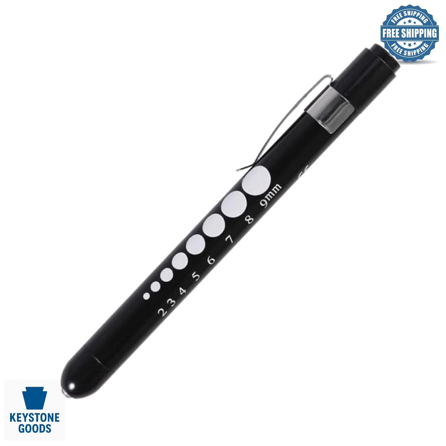 Professional Aluminum LED Medical Pen Light with Pupil Gauge & Ruler
