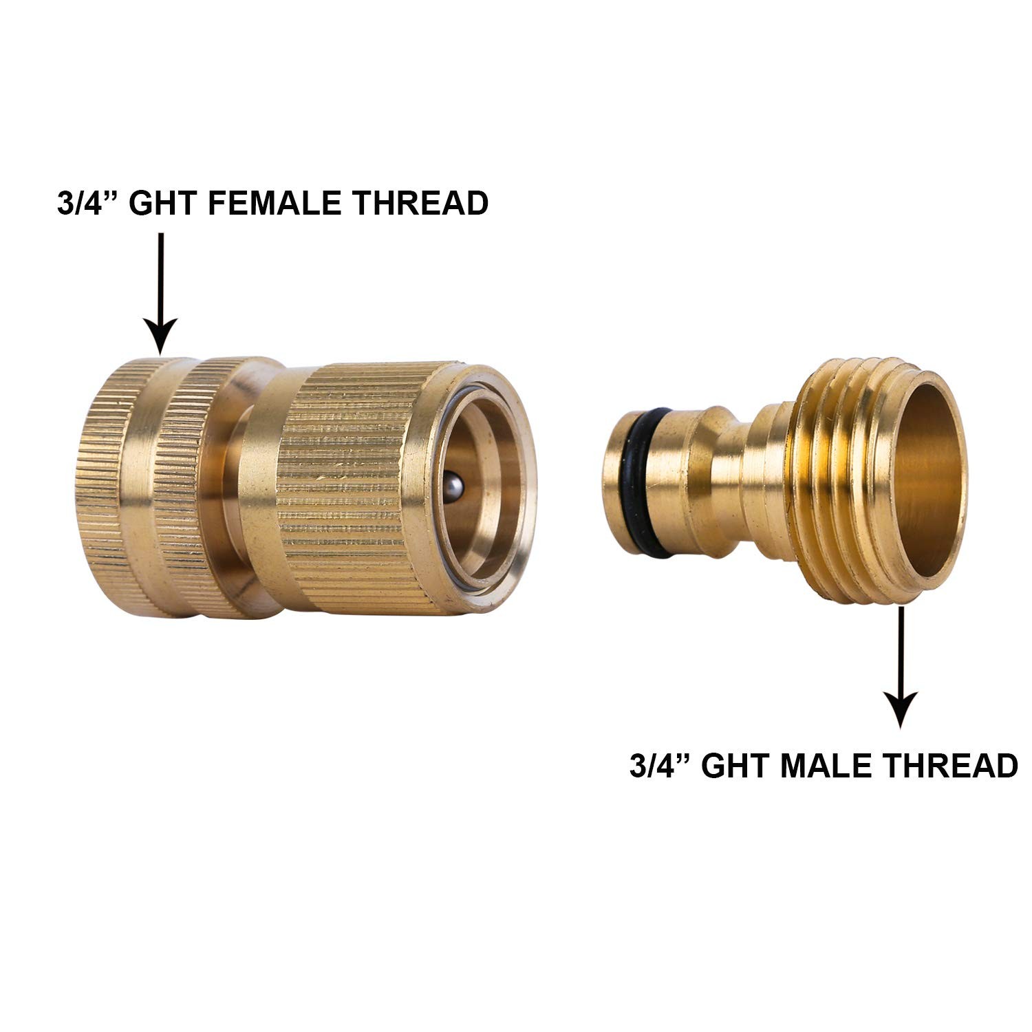 Garden Hose Quick Connect Solid Brass Connector 3/4 GHT 2 Sets Hose Fitting