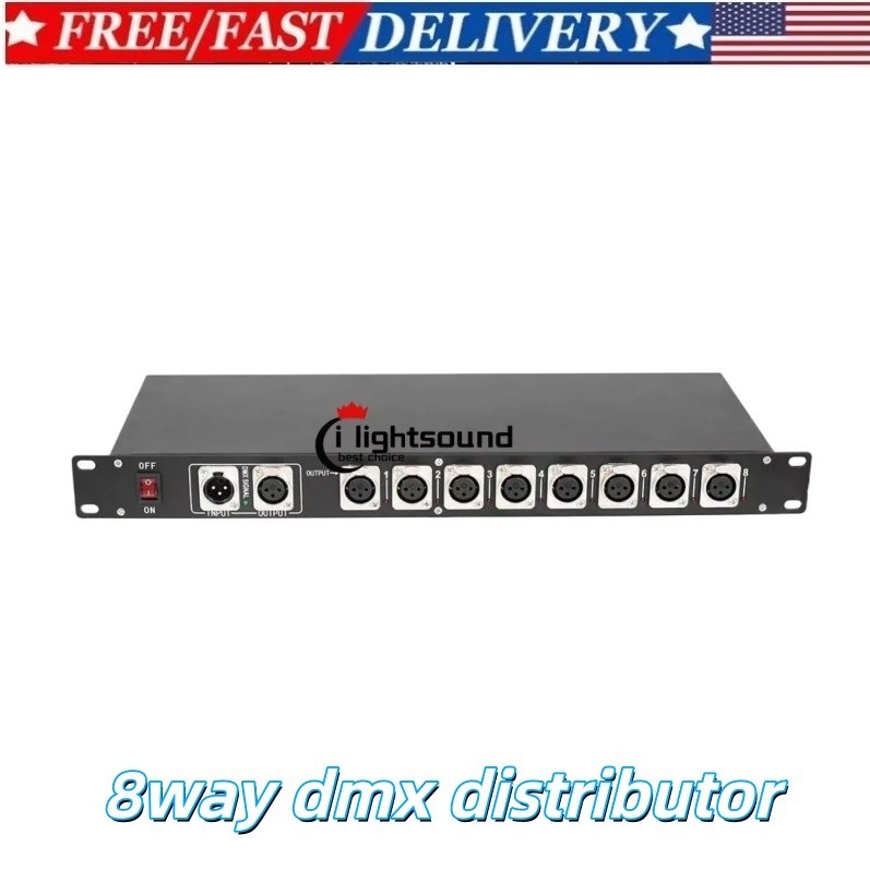 US 8 way DMX 512 signal amplifier Splitter dmx distributor for stage lighting