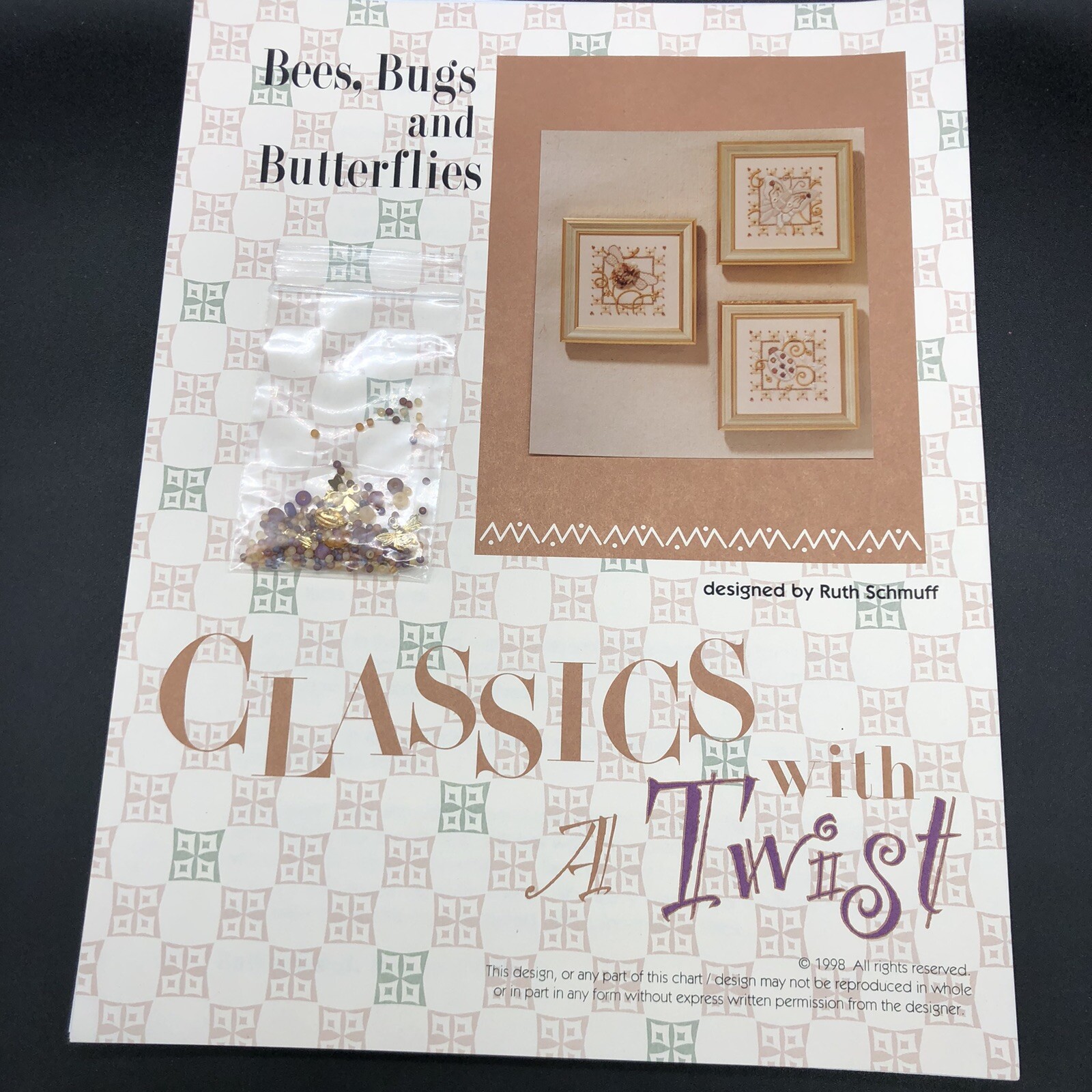 Ruth Schmuff Bees Bugs & Butterflies Needlepoint Charts 29 Pages + Beads Charms
