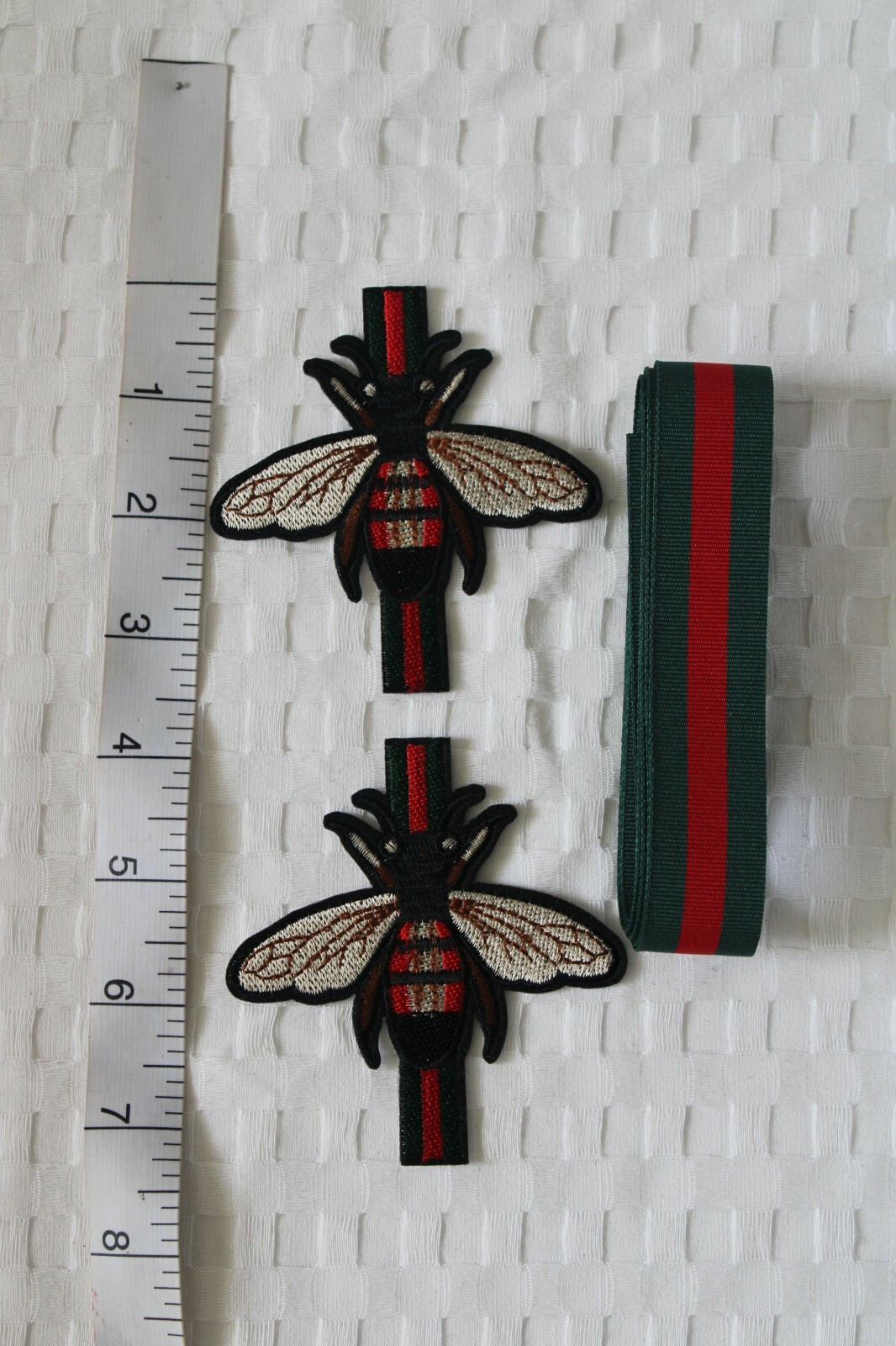 Embroidered GG Style Patches Set With 2 Yards  Grosgrain Ribbon