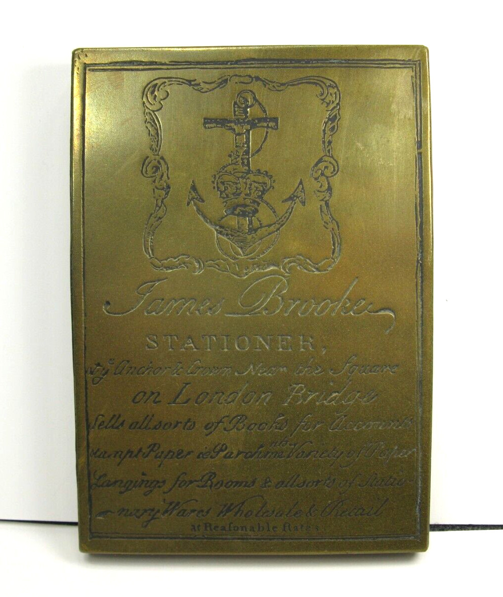 Brass Advertising Paperweight LONDON BRIDGE James Brooke Stationer c. 1697-1750