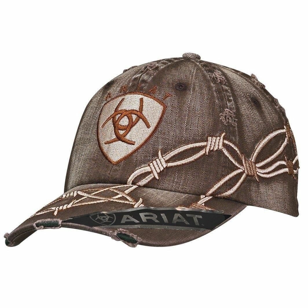 ARIAT Men's Distressed Brown Barbwire Ball Cap