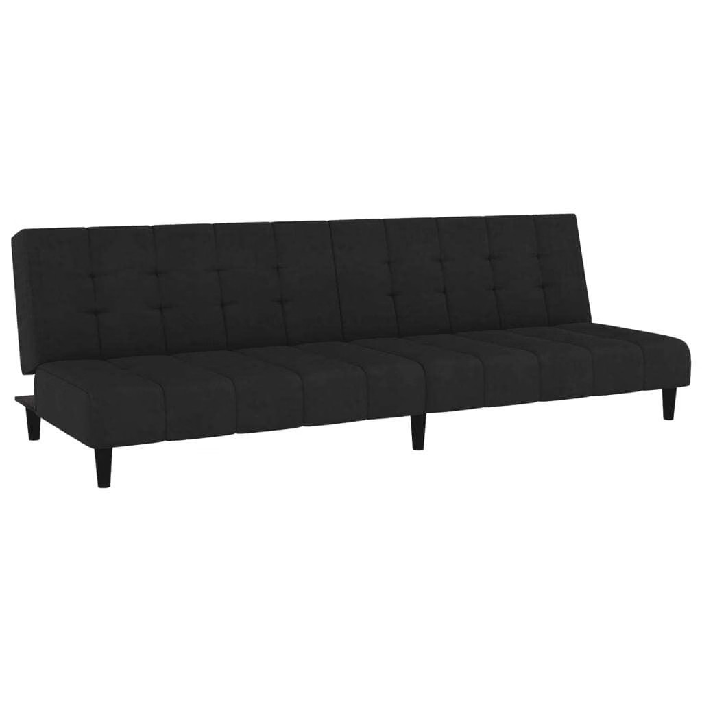 Sofa Bed Black Velvet 2-Seater Convertible Changes form easily