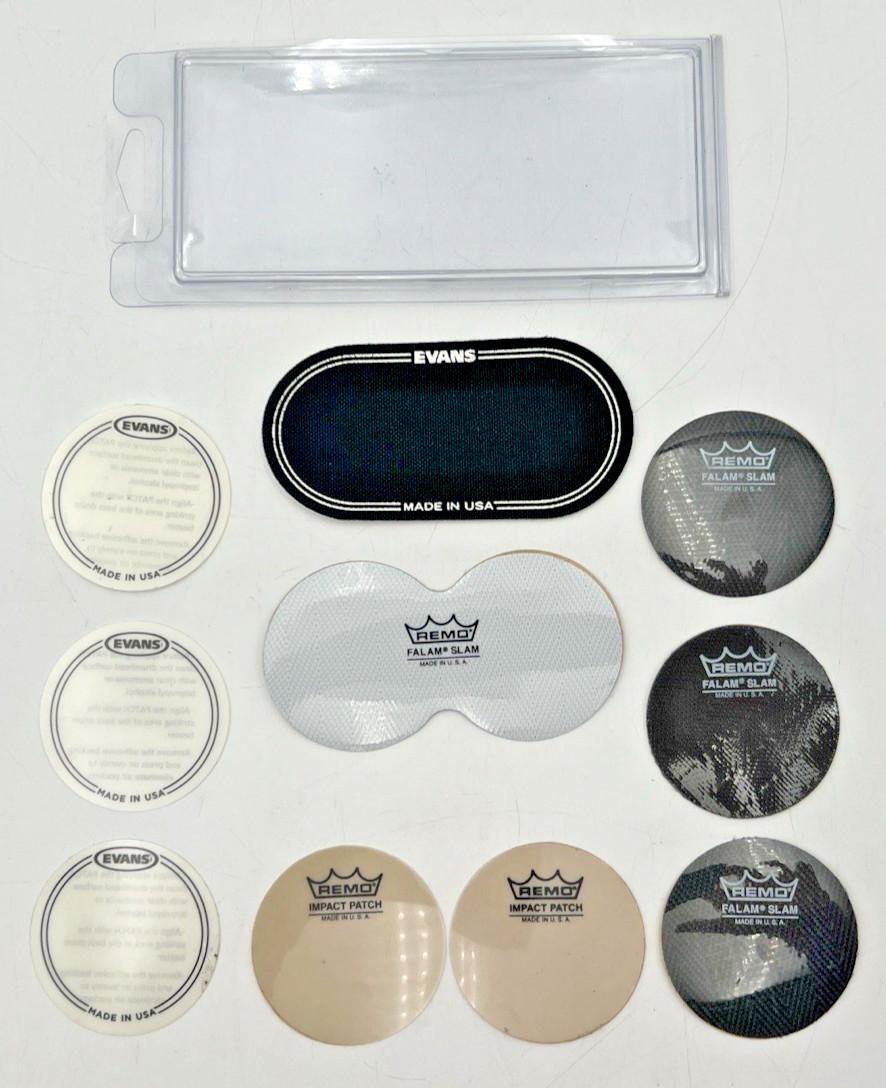 (10) REMO & EVANS FALAM SLAM & IMPACT PATCH 2.5" & DOUBLE DRUM PATCH
