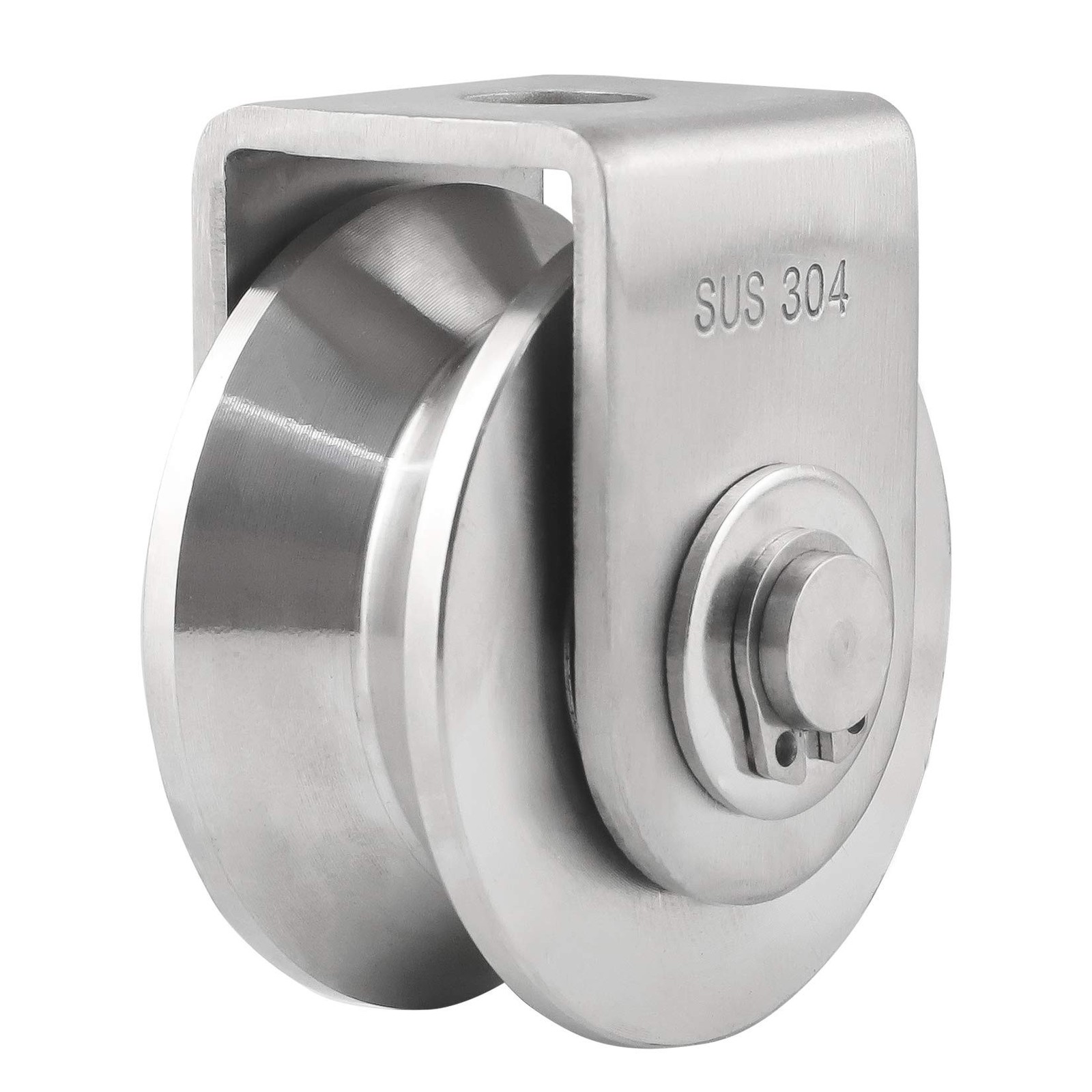 Pulley Block V Heavy Duty Single Wheel Pulley Block Duplex Bearing 304 Stainl...