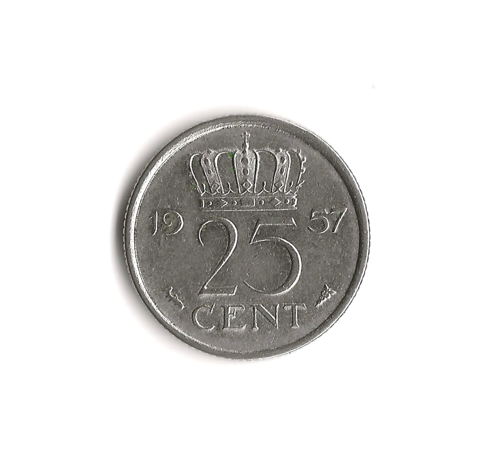 1957 Netherlands - 25 Cents - 167 - Nickel - 3g