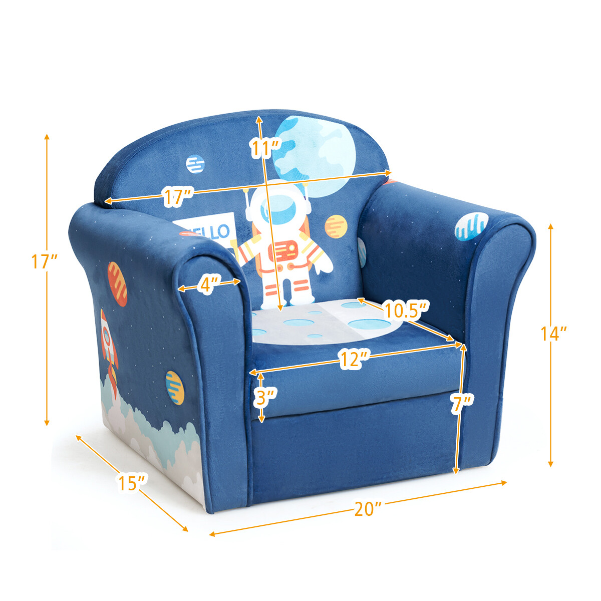Kids Astronaut Sofa Children Armrest Couch Upholstered Chair Toddler Furniture