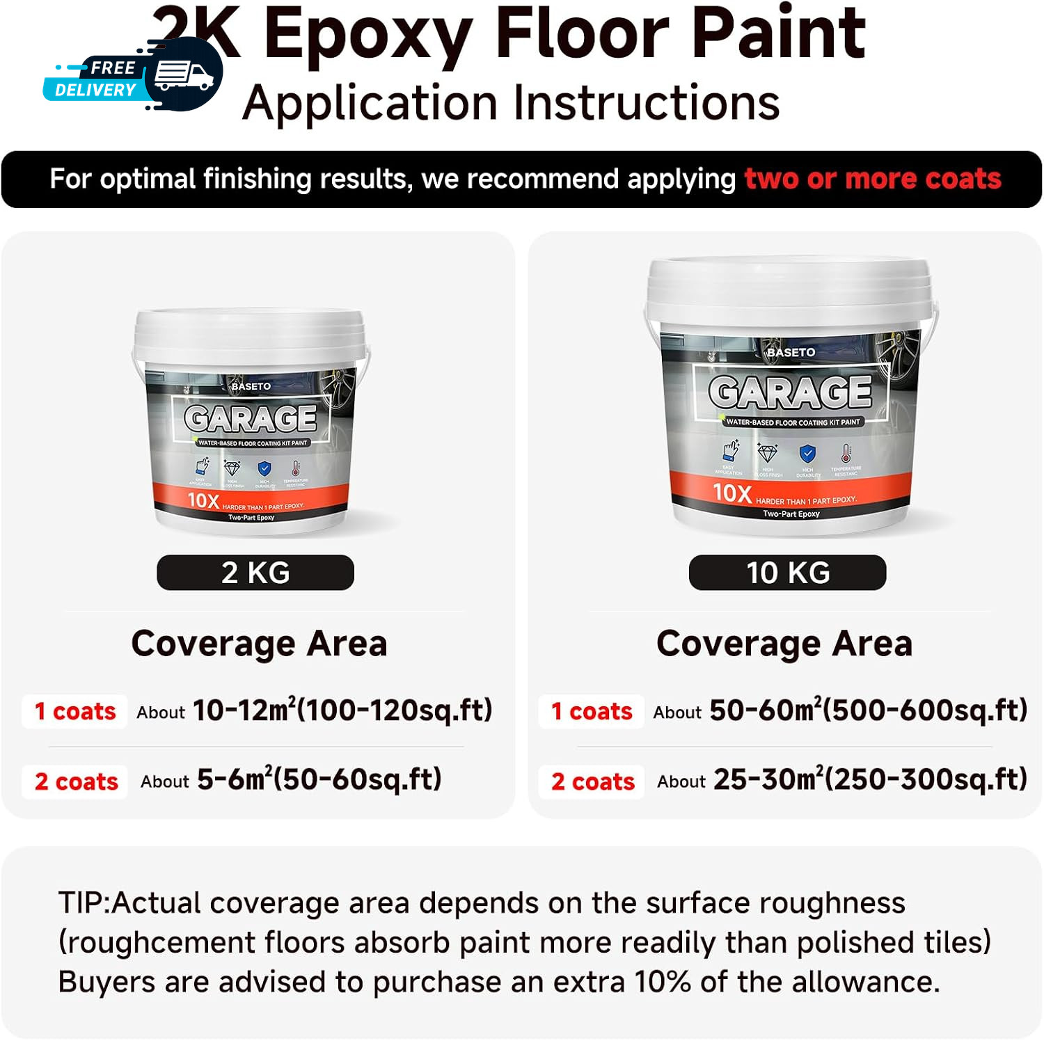 Garage Floor Epoxy Kit, 2K Epoxy Floor Paint with Tools, Epoxy Coating for Concr
