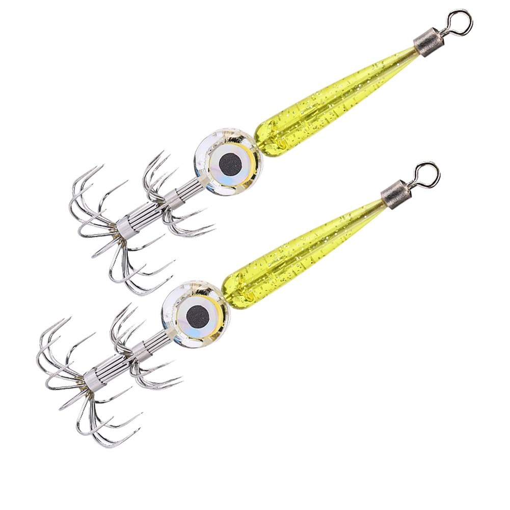 For Nighttime Fishing 2Pcs Squid Jigs with LED Lights for Cuttlefish Use