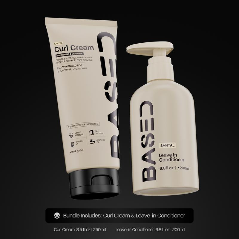 BASED Curly Duo: Premium Non-Toxic Curl Cream & Leave-In Conditioner Bundle - De