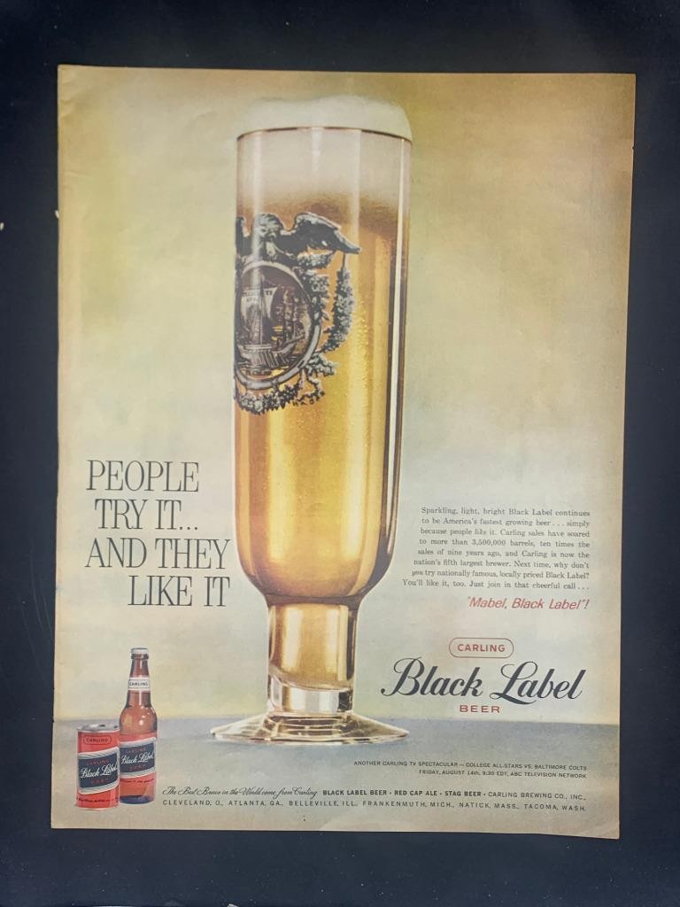 Magazine Ad* - 1959 - Carling Black Label Beer