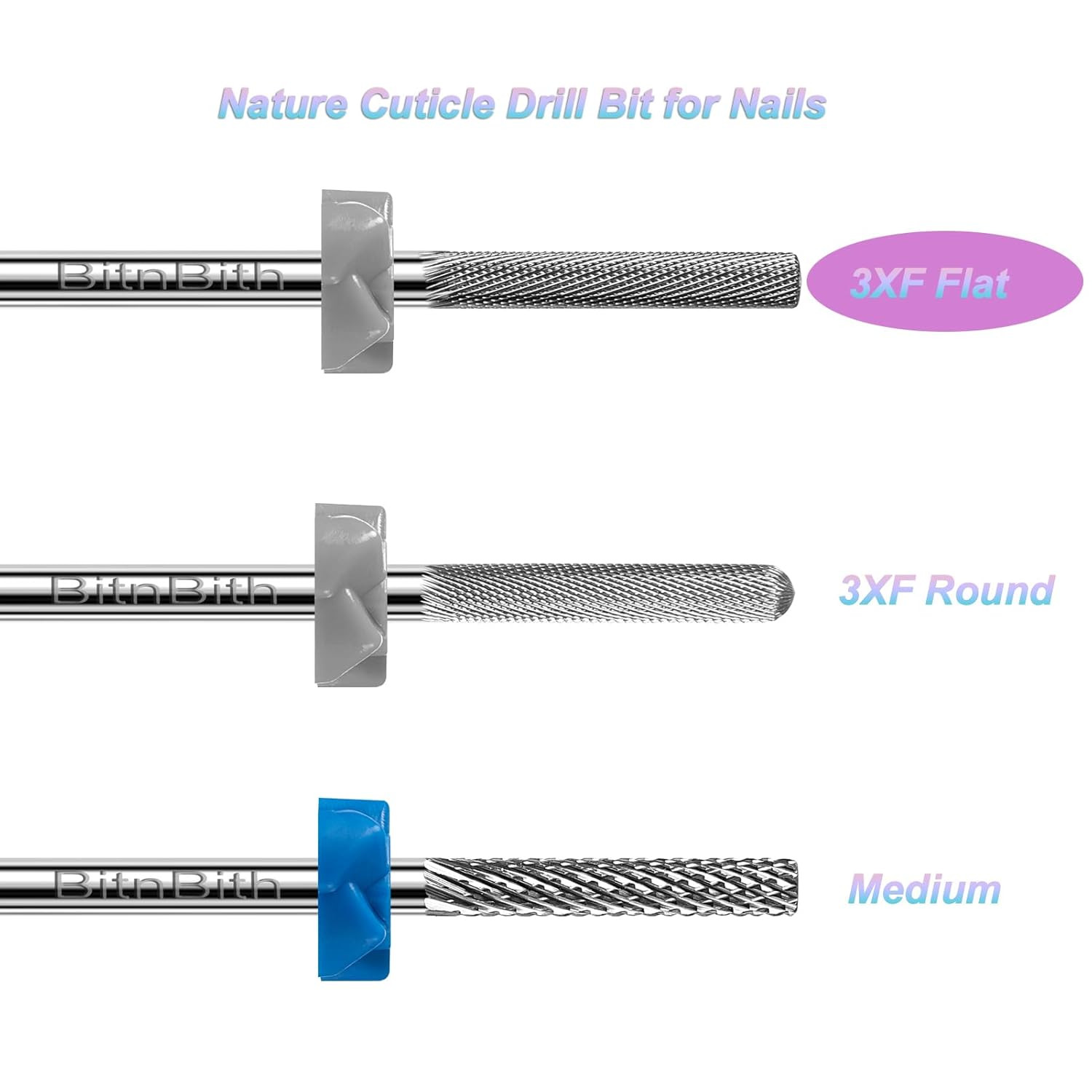 Nail Drill Bit Professional Safety Carbide Nature Nail Buffer Drill Bit 3/32”...