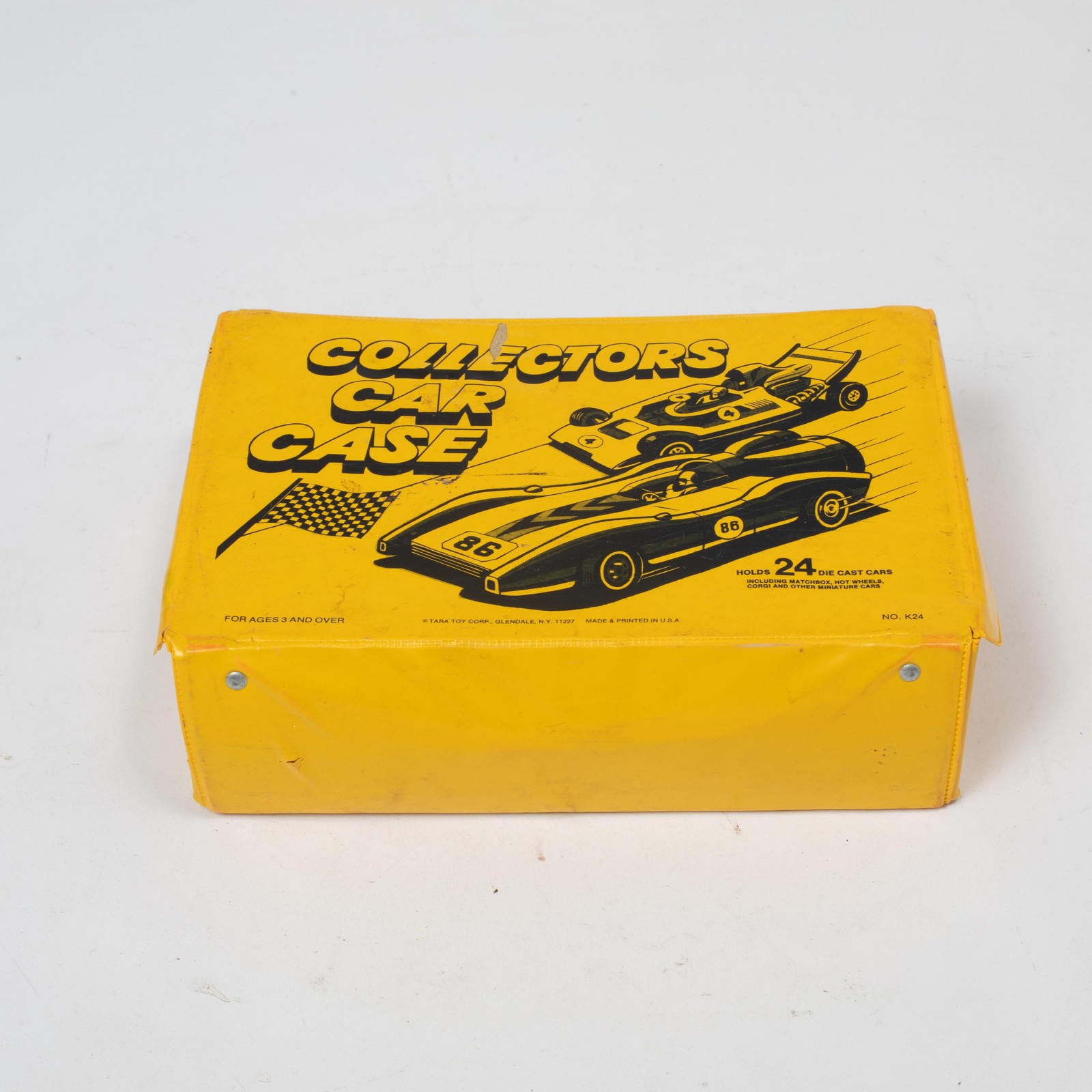 Vintage 1977 Collectors Car Case 24 Die Cast Car Holder Yellow Storage Box USA