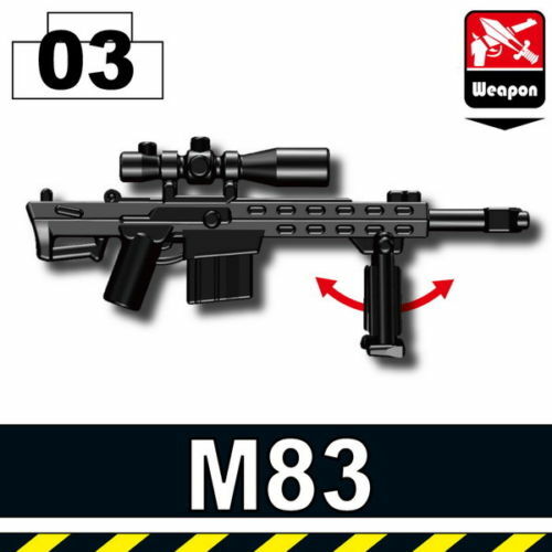 SIDAN Black M83 Sniper Rifle Weapons for Brick Minifigures