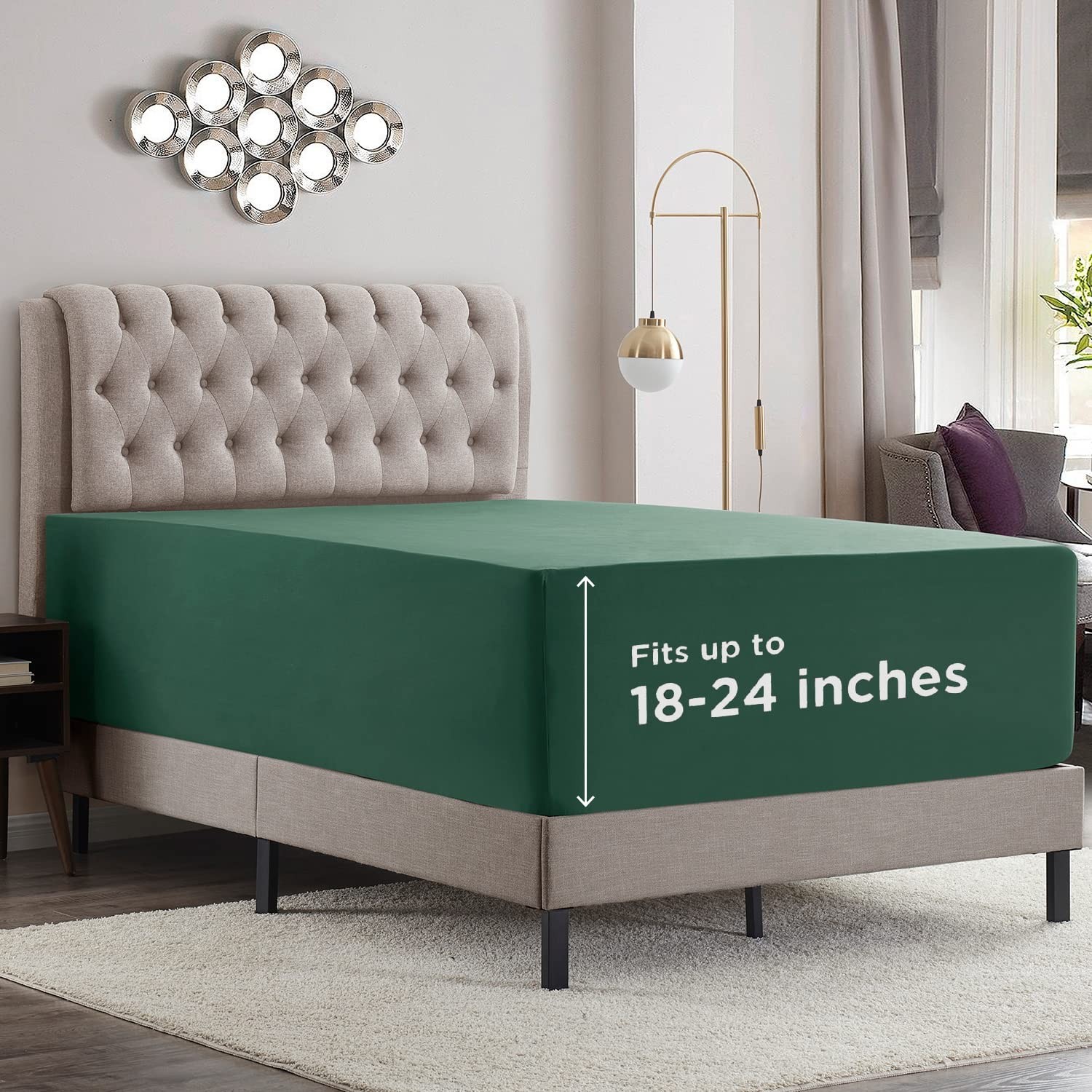 California King Dark Green Fitted Sheet Extra Deep Pocket Soft Microfiber