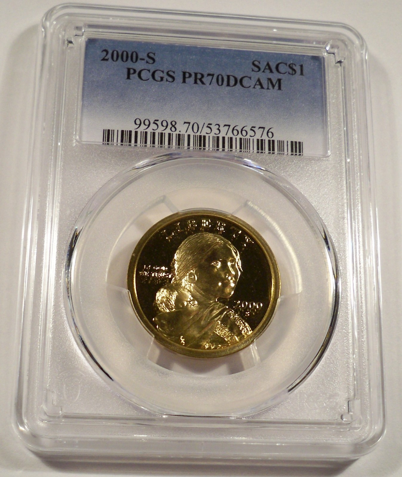 2000-S PCGS PR70DCAM PROOF SACAGAWEA DOLLAR REVERSE TONED DEEP CAMEO $1 PR 70 DC