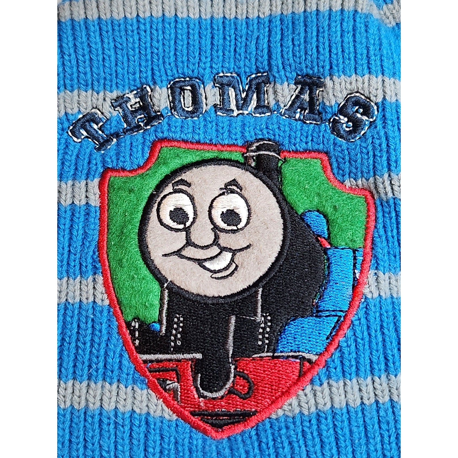 Thomas The Train Blue Striped Beanie Cap Winter Warm Cozy
