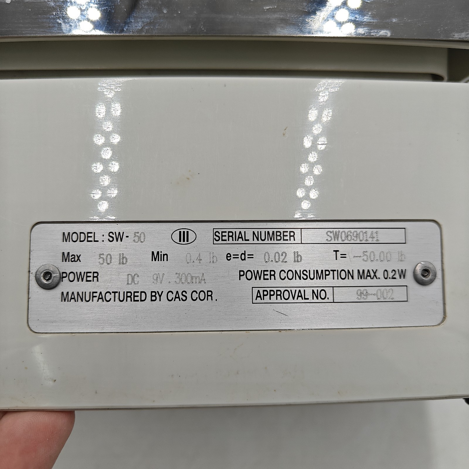 CAS SW-50 Digital Portion Control Scale 50 lb x .02 lb Tested Working
