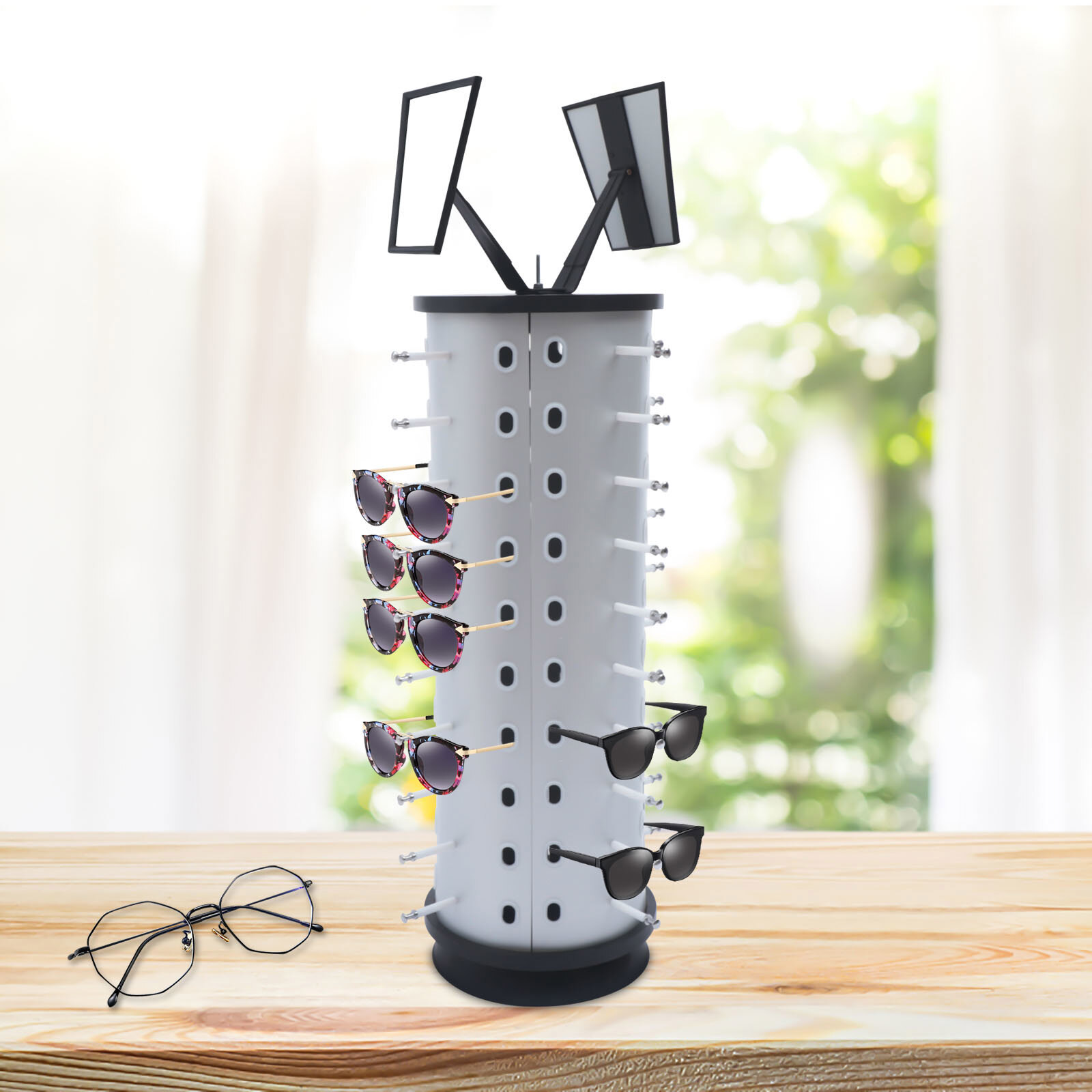 Glasses Rack Holder Sunglasses Display Stand Organizer 360° Rotating 40 Pairs