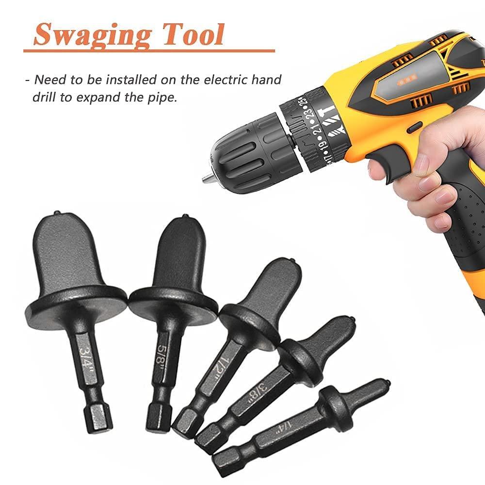 5x Swaging Tool Drill Bit Set Air Conditioner Copper Pipe Flaring Tube Expander