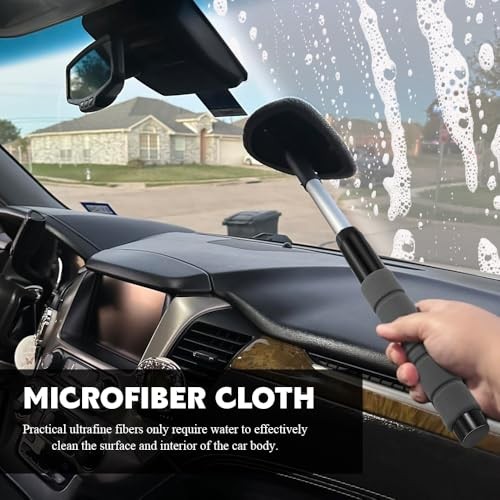 Windshield Cleaner Tool, Car Cleaning Supplies, Extendable Handle Car Window