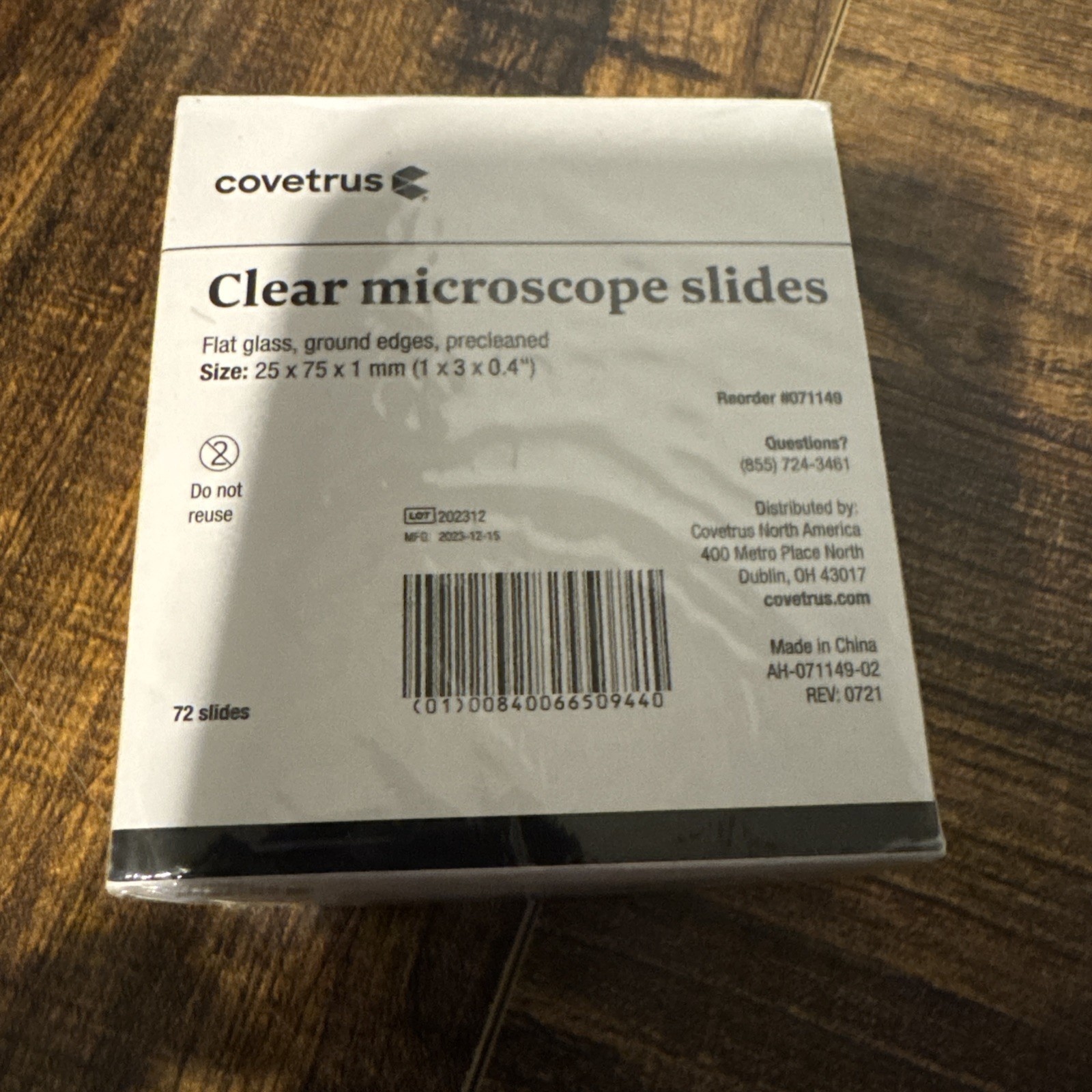 72 Pack Covetrus Microscope Slides Clear Flat Glass 25mm x 75mm x 1mm #071149
