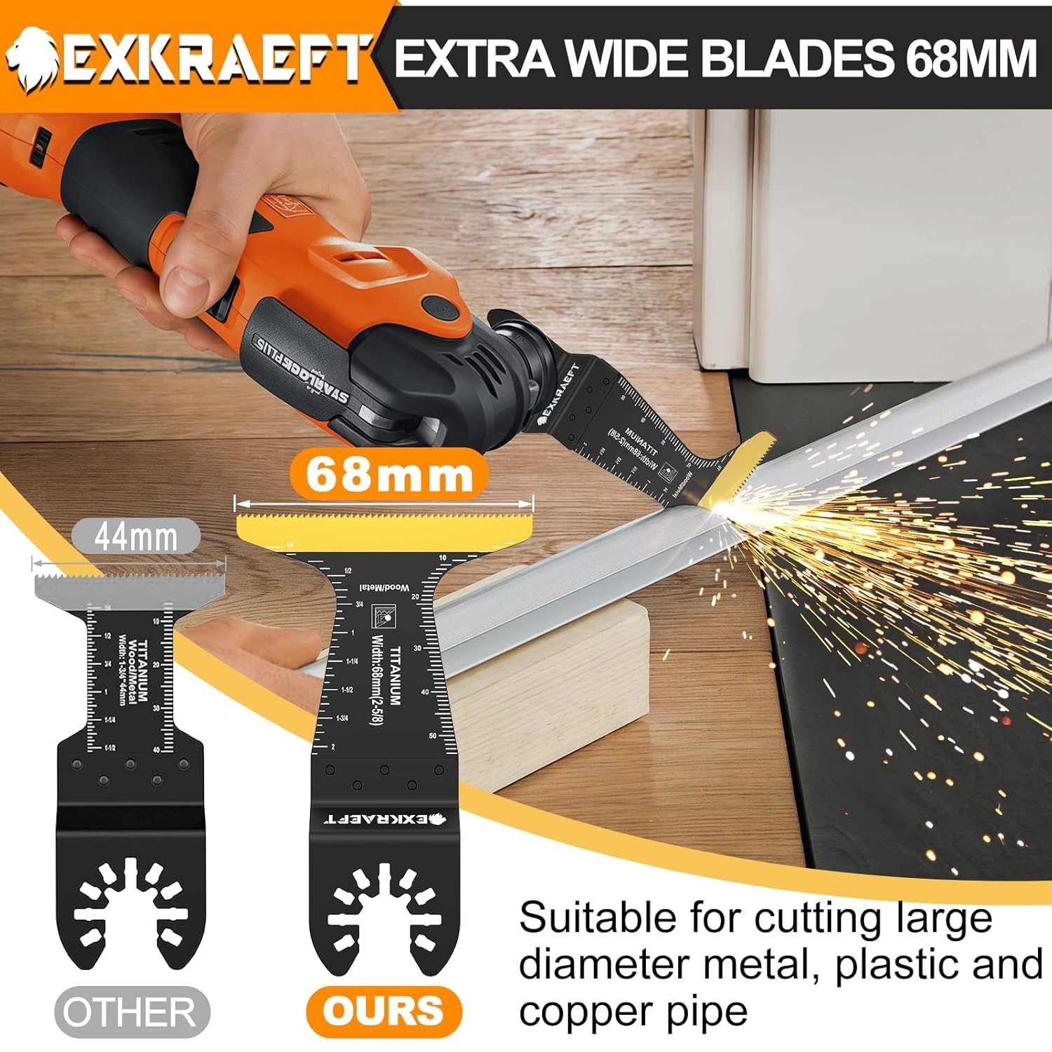 18 PCS Titanium Oscillating Tool Blades Metal Cutting, Universal Multitool Blade