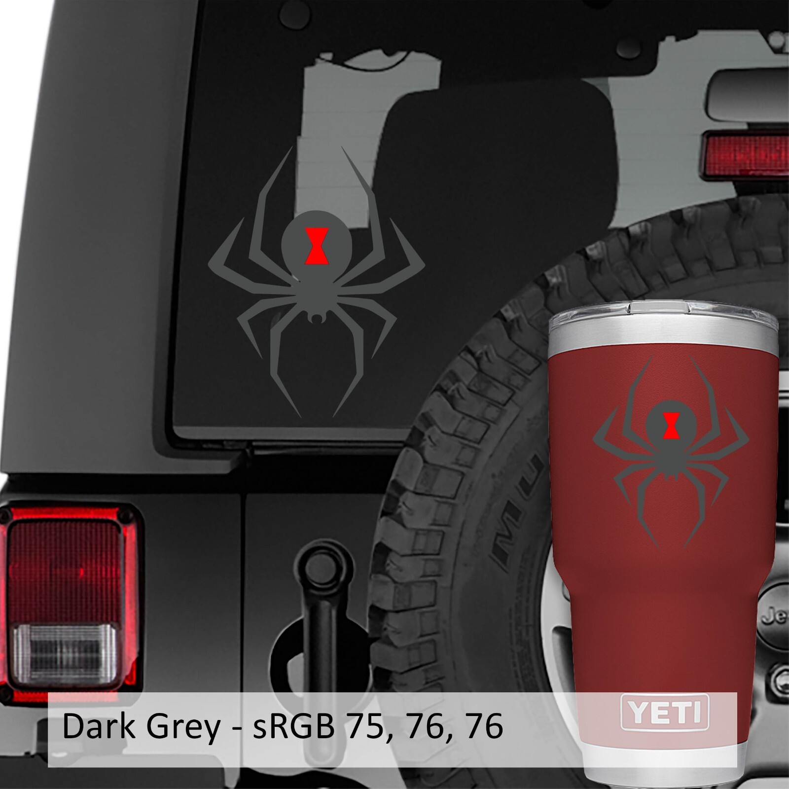 Black Widow Spider 2-Layered Vinyl Decal