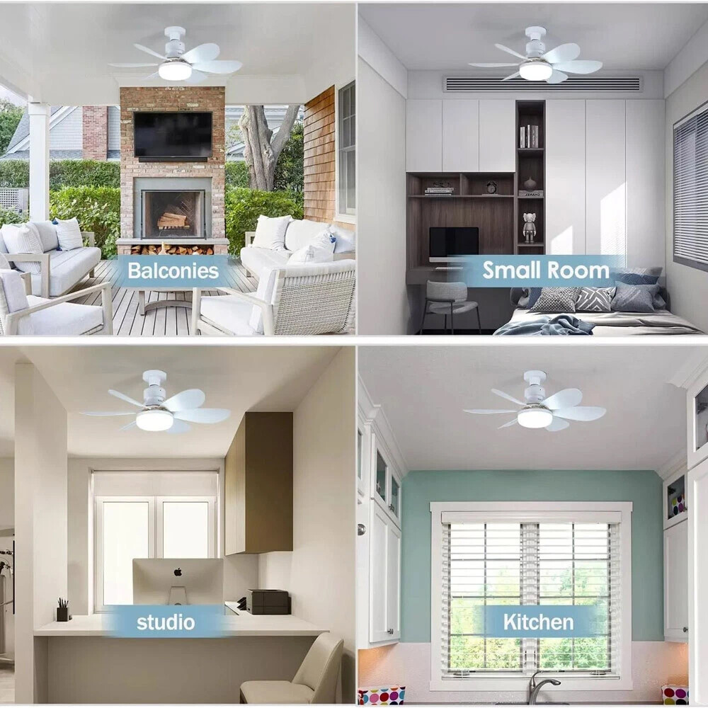 2Pack Socket Ceiling Fans with Light & Remote Socket Fan light with Dimmable Led