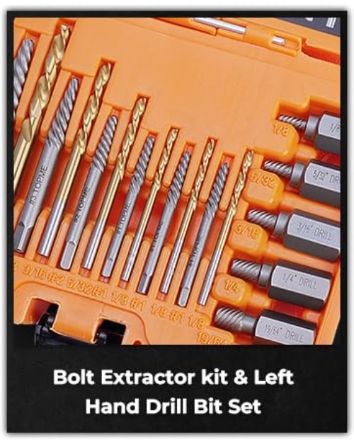 19pc Screw Extractor & Left Hand Drill Bit Set Damaged Bolt Easy Out Remover Kit
