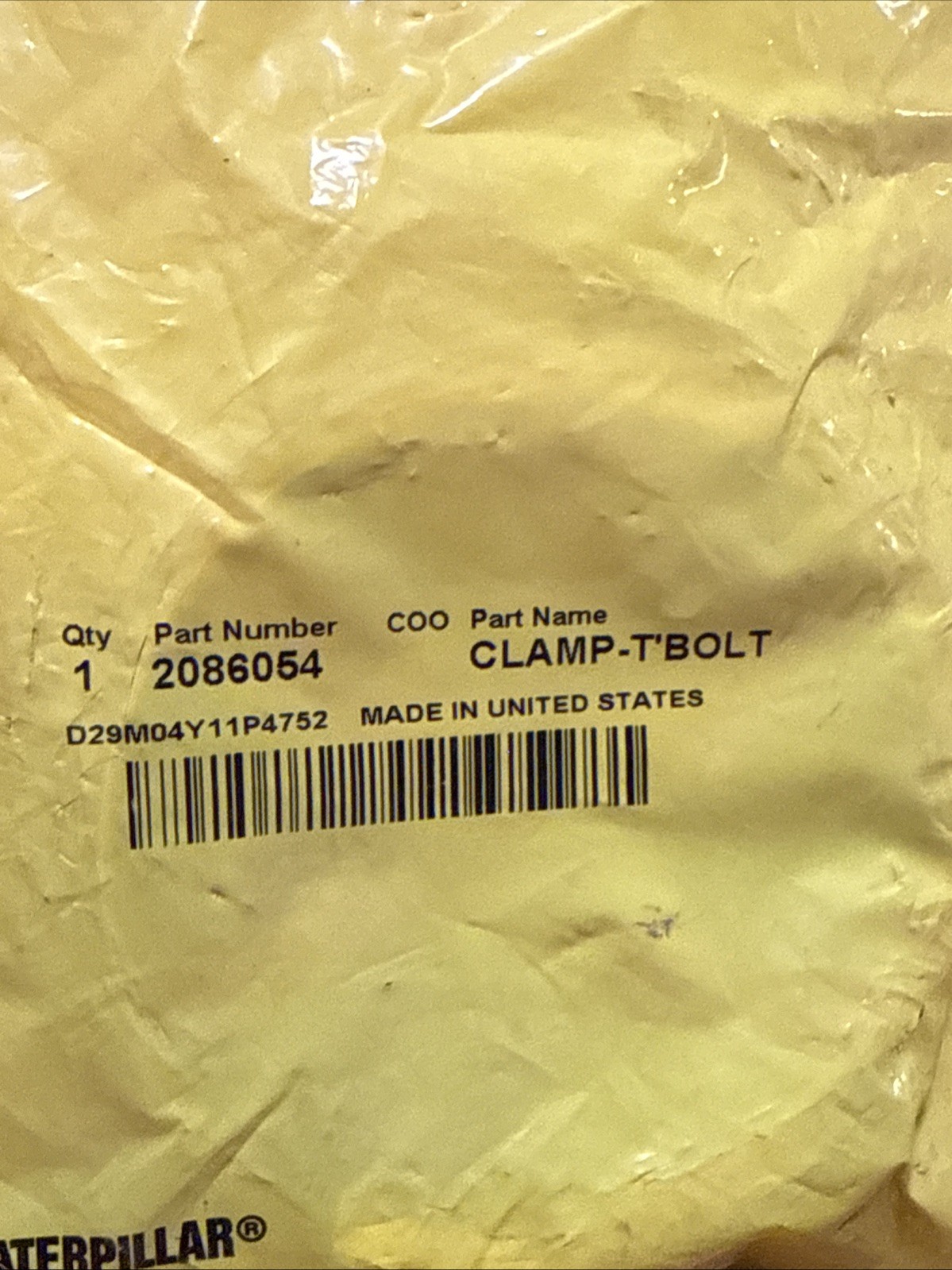 OEM Cat Caterpillar 208-6054 Clamp T-Bolt Spring