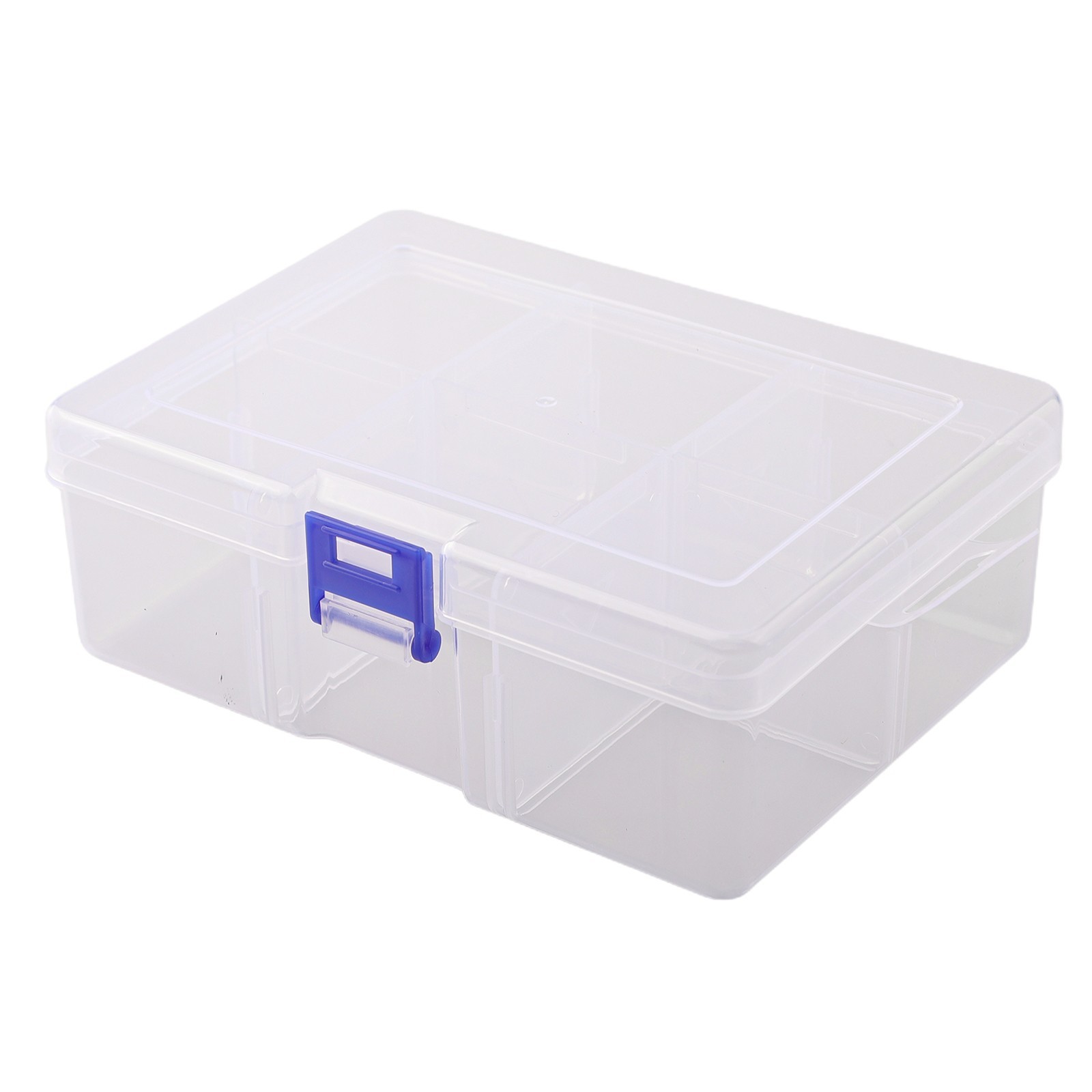 Secure Lockable Plastic Organizer Case with 6 Grids for Small Accessories