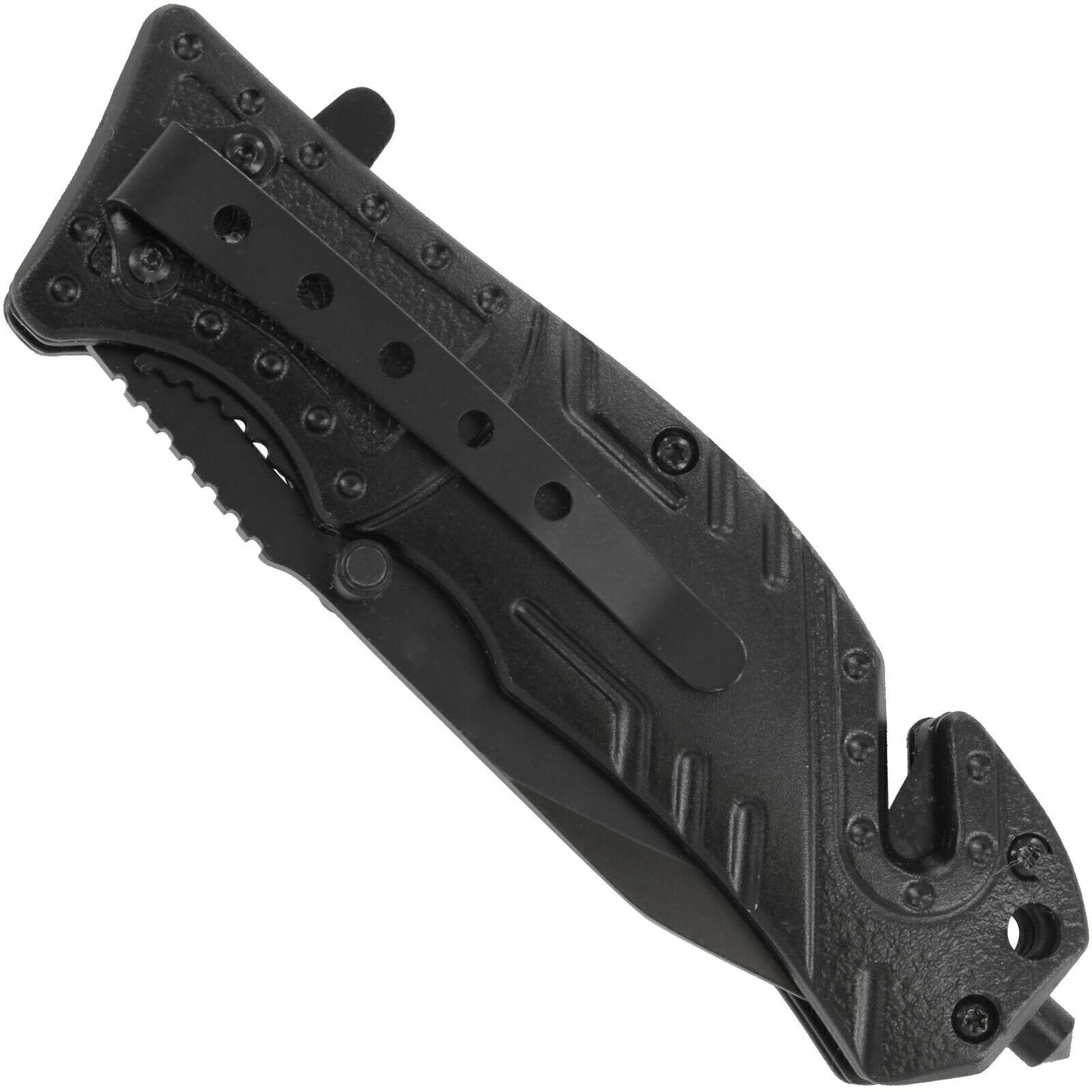Lethal Defender Emergency Knife | LED Light Pocket Assisted Folding Police Black