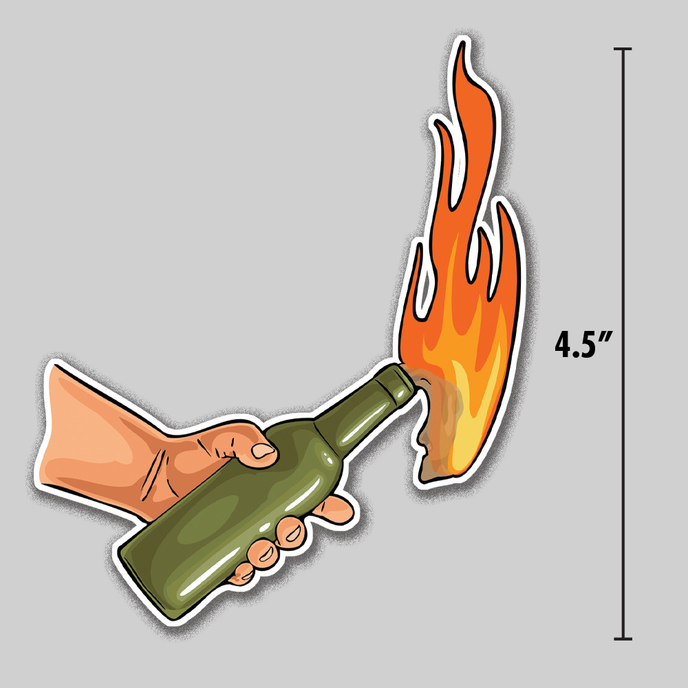 Molotov Cocktail Sticker Anarchist Leftist 4.5" Vinyl Decal