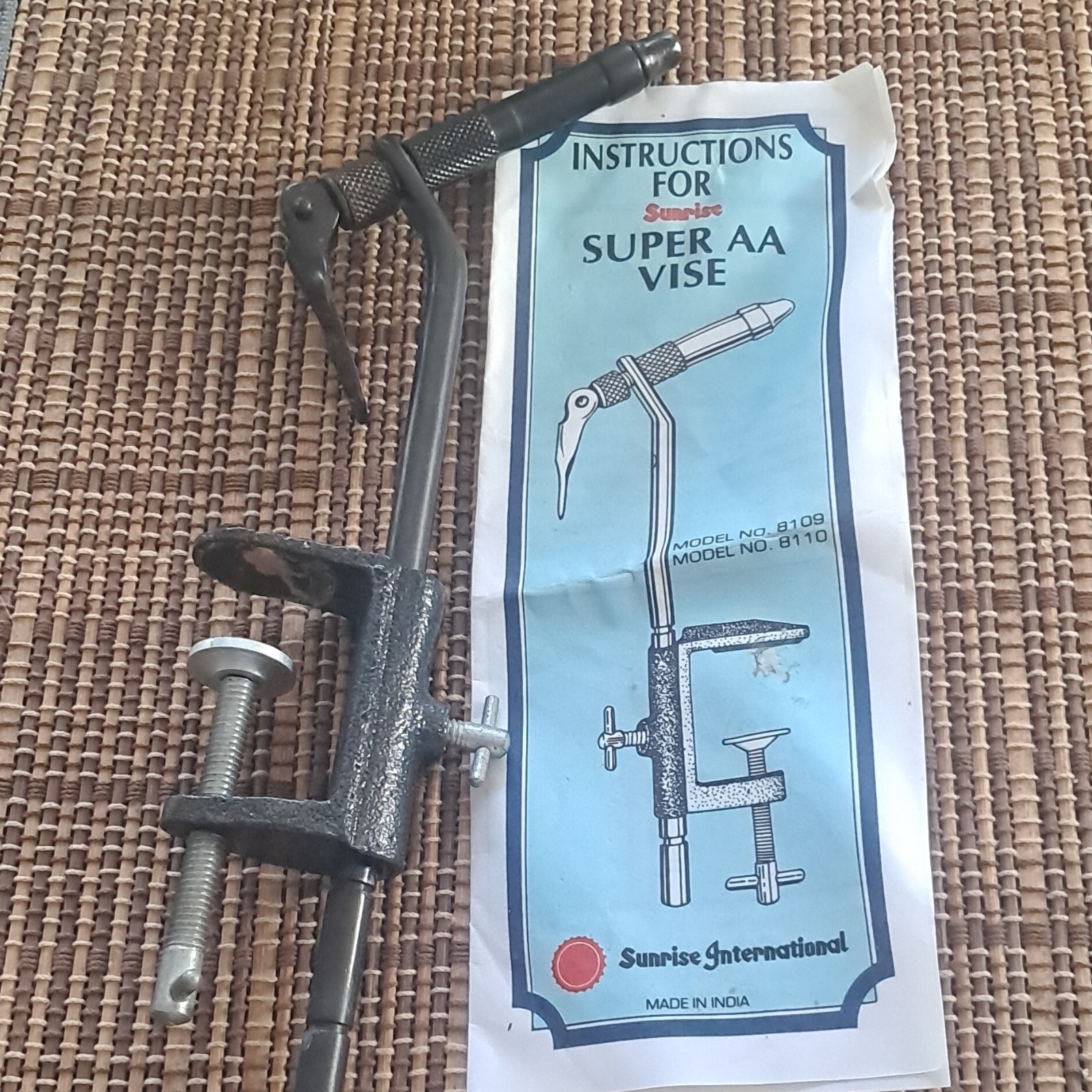 Sunrise Tackle Super AA Fly Tying Vise Black High Carbon Steel Rotating Shank