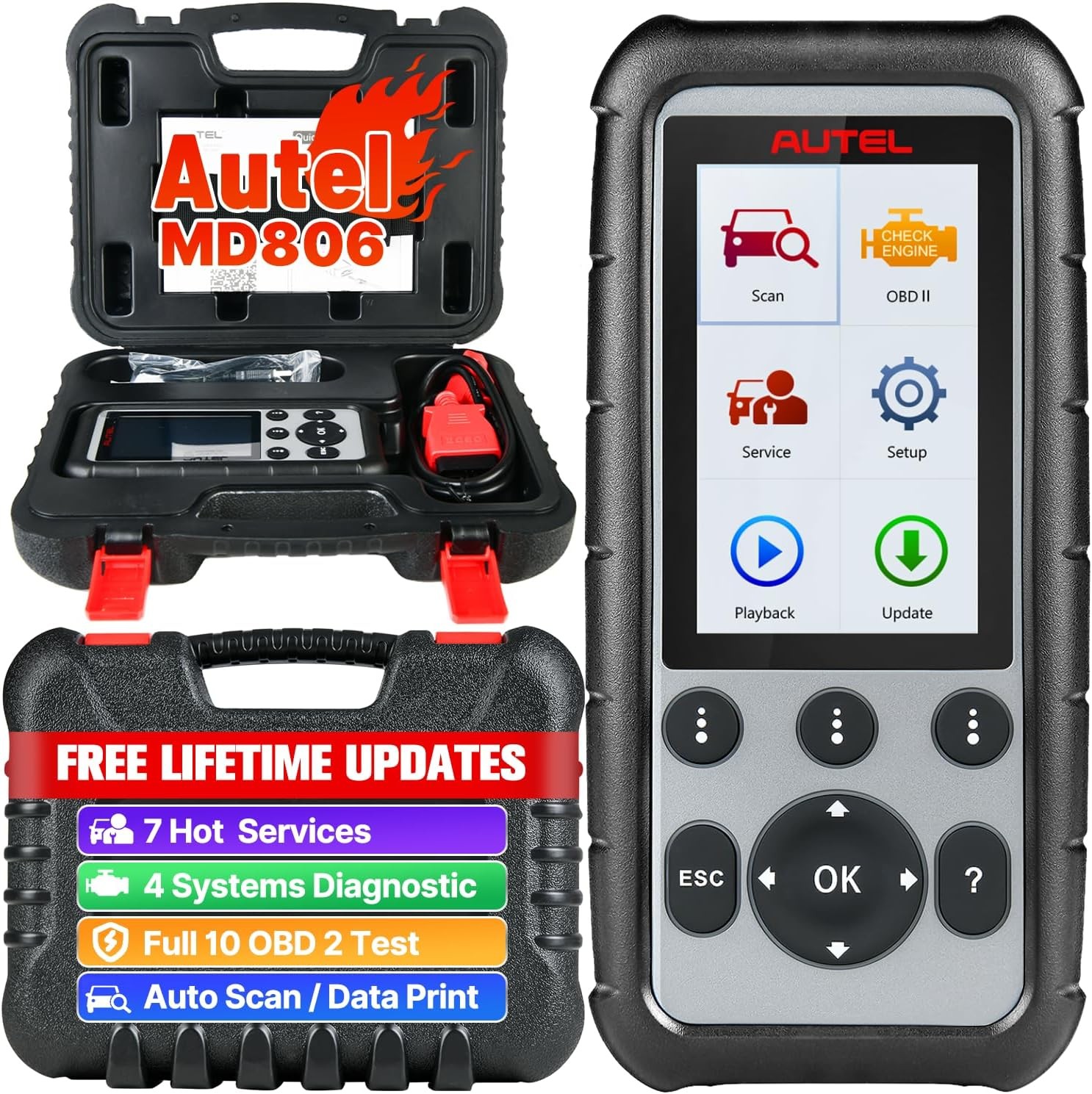 Autel MaxiDiag MD806 OBD2 Scanner ABS SRS Engine Transmission Diagnostic Scanner