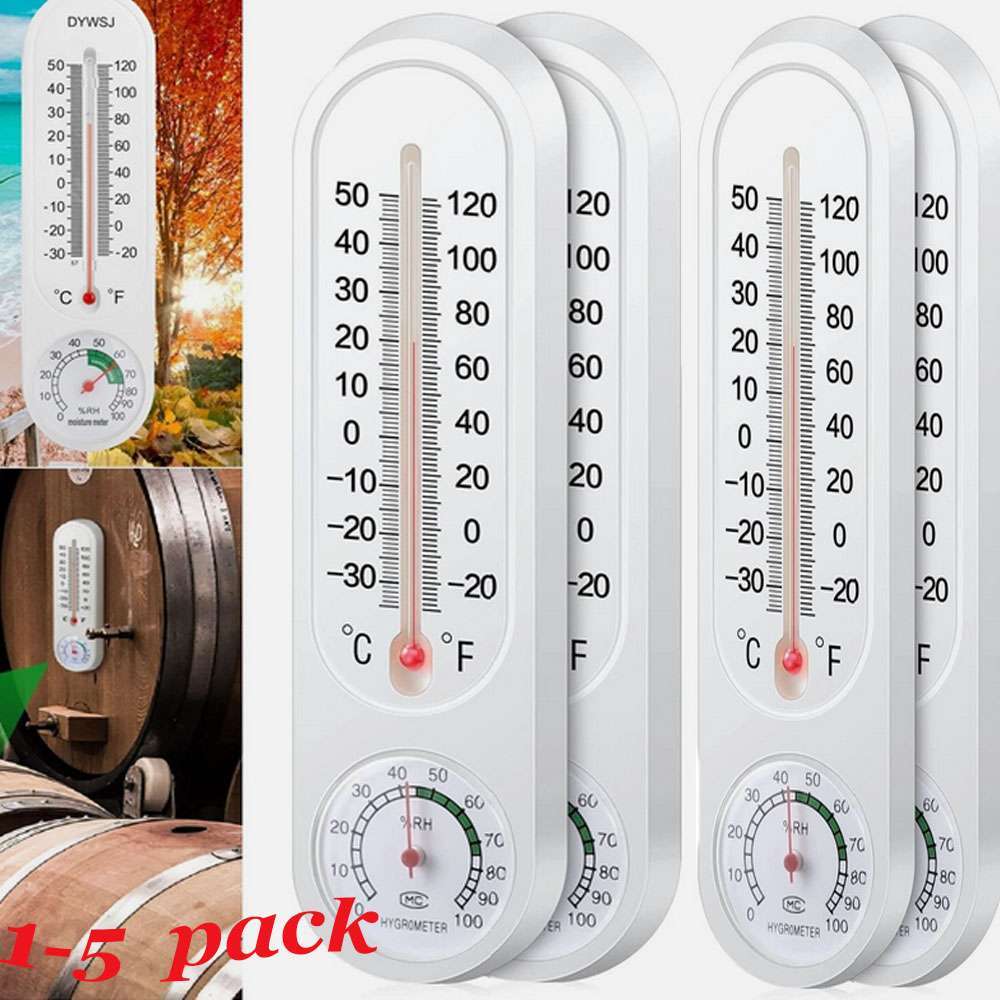 1-5X Wall Thermometer Indoor Outdoor Mount Garden Greenhouse Home Humidity Meter