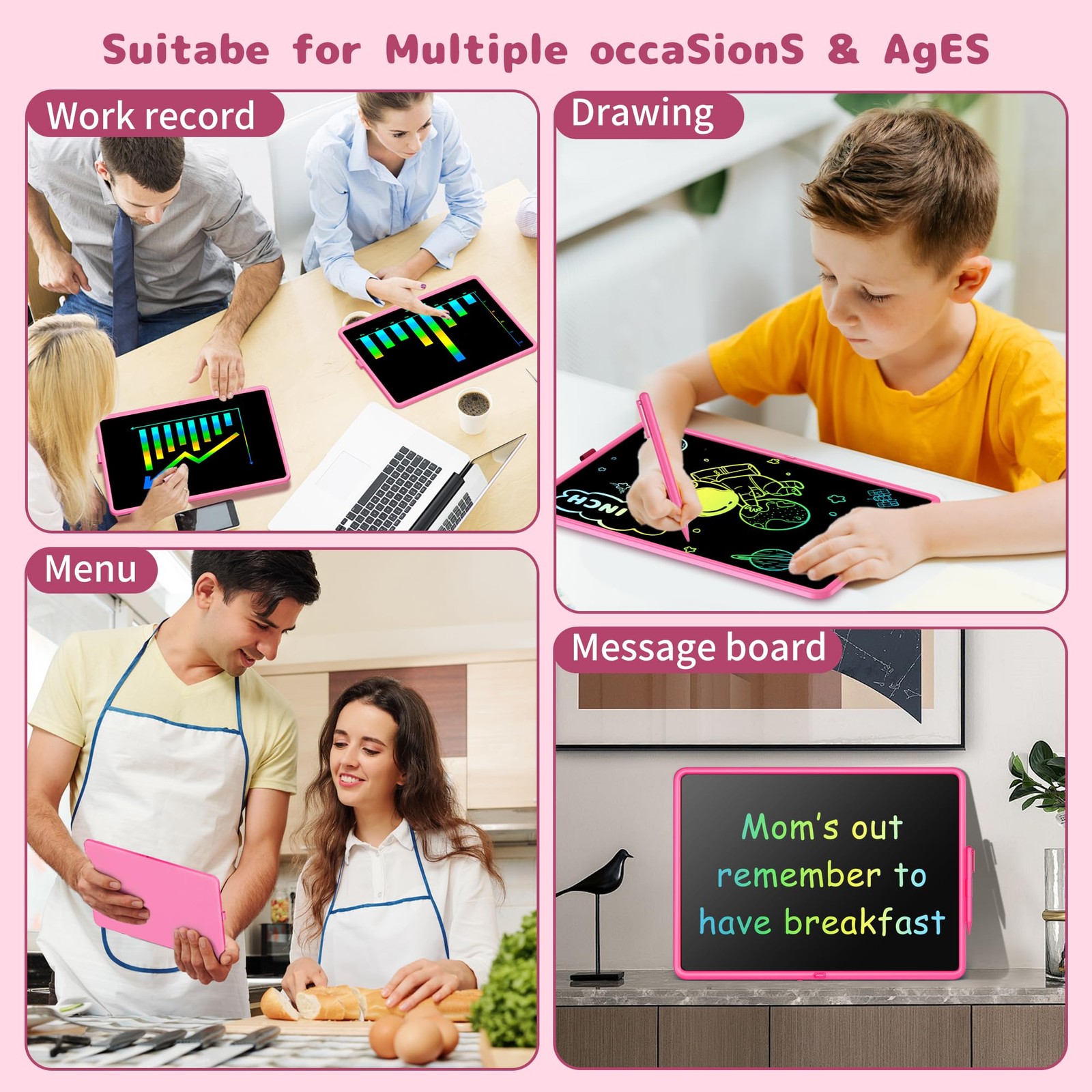 20" LCD Writing Tablet for Kids, Educational Drawing & Learning Toy, Mess-Free