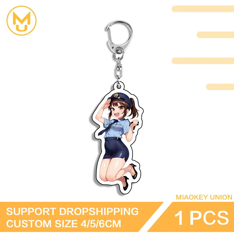 Police Waifu Anime Acrylic key holder  Suitable for schoolbag decoration