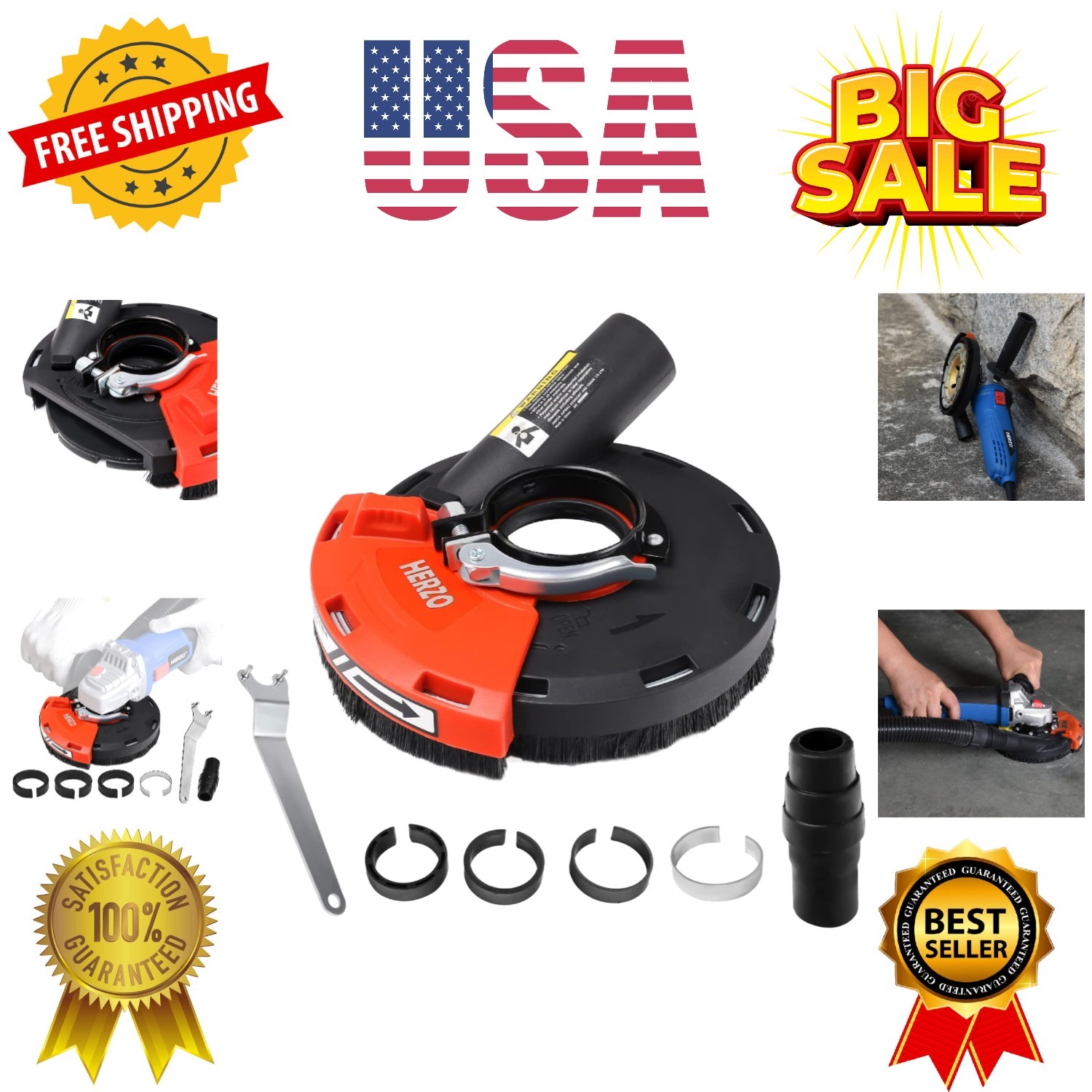 Dust Shroud for Angle Grinder 4/4.5/5 inch Universal Surface Grinding Shroud ...