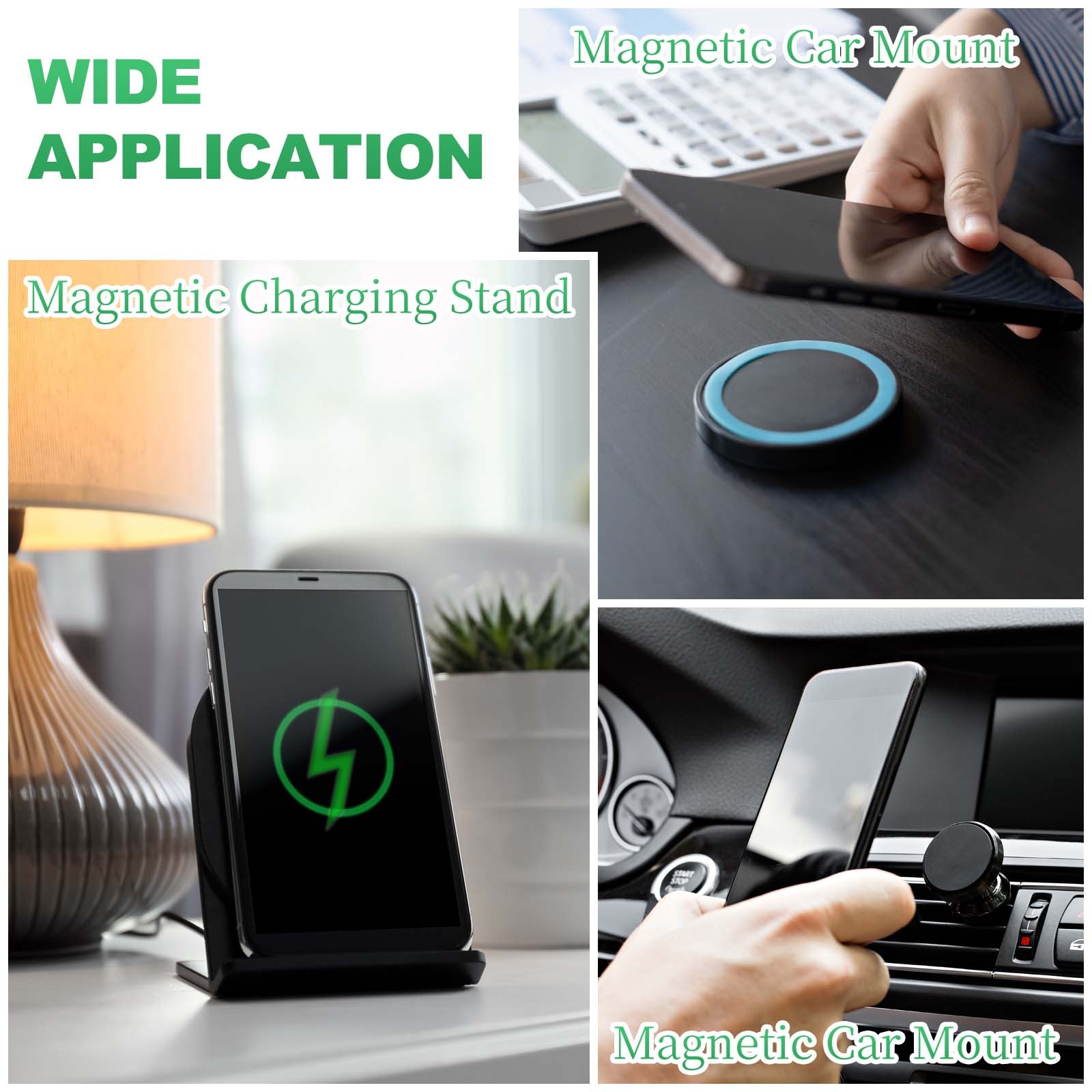 Universal Plastic Magnetic Adapter Ring, 4 Pcs Sticker Ring, Black