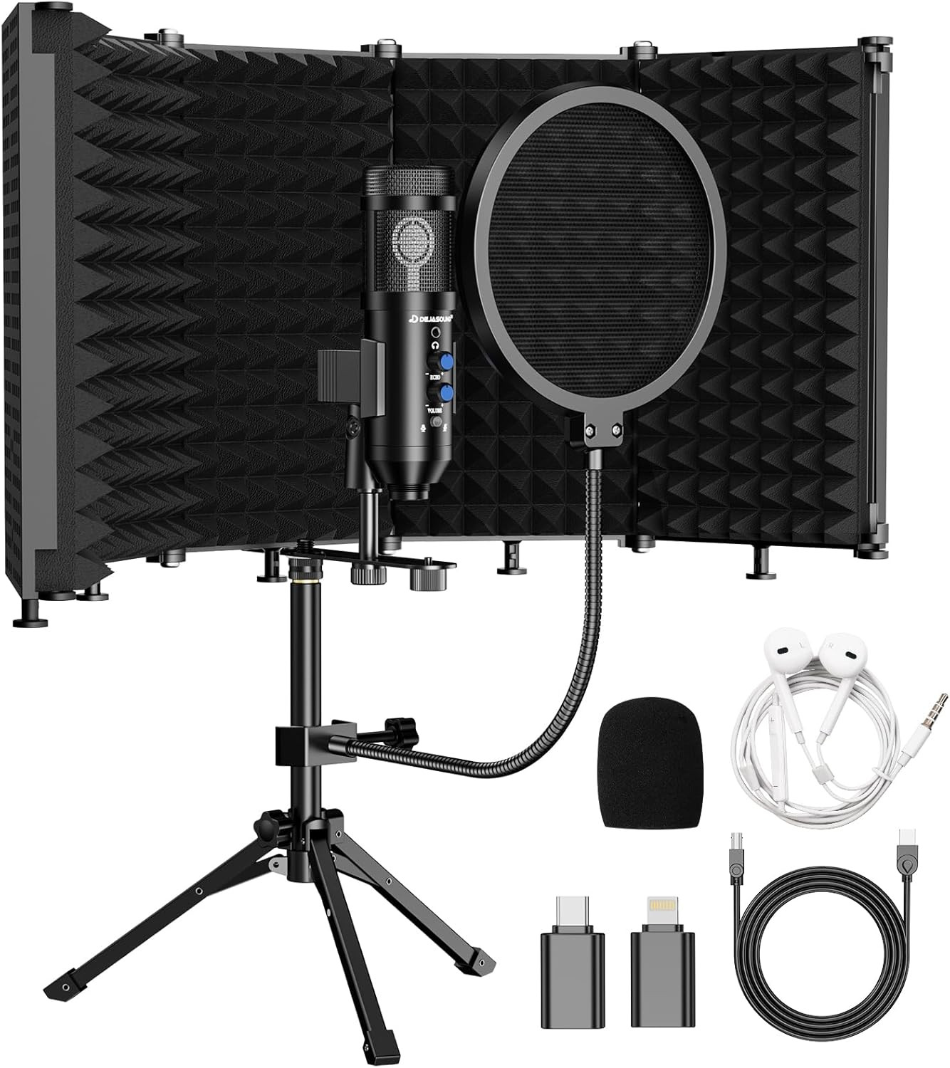 Upgraded Studio Recording Microphone with Isolation Shield & Pop Filter - Music