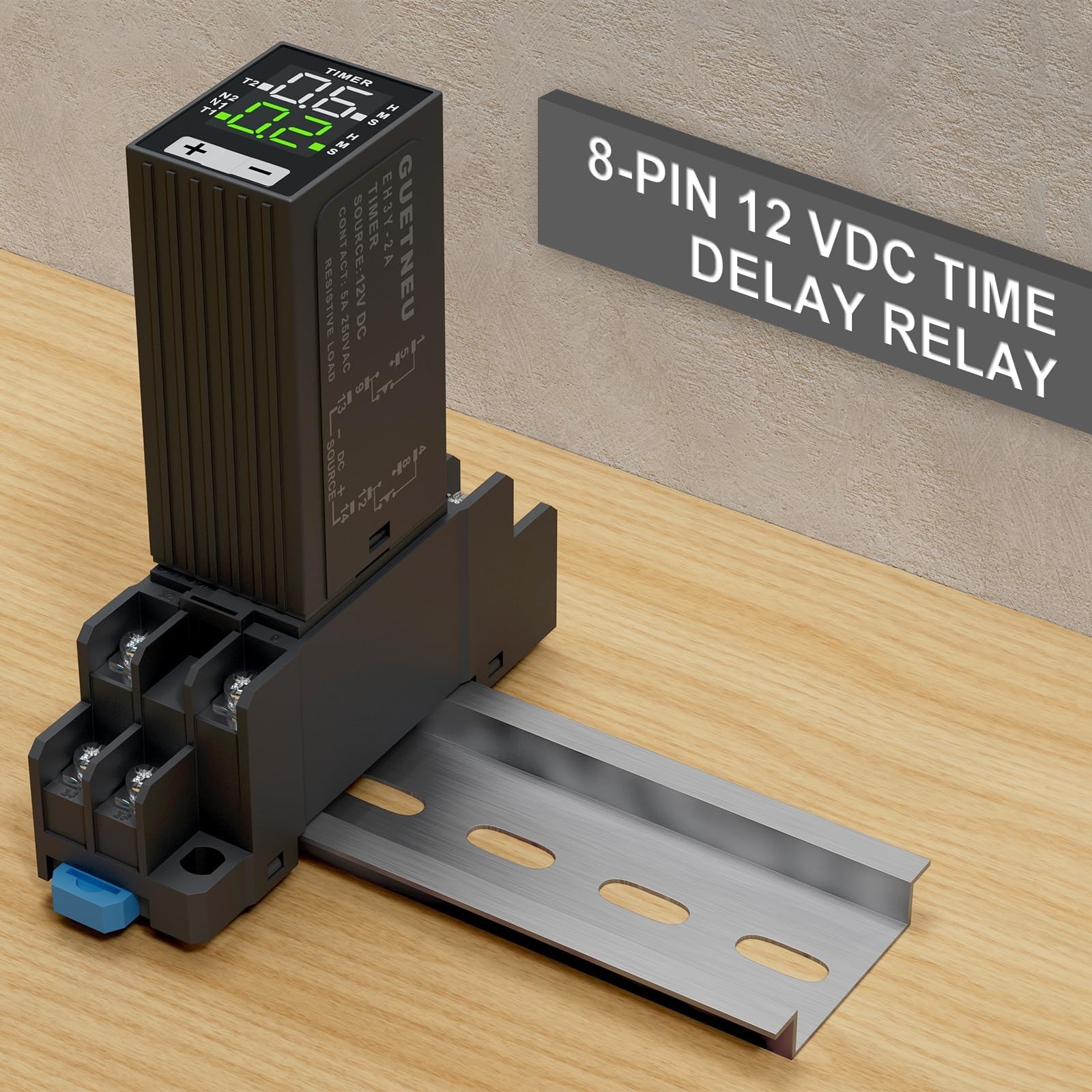 LCD Digital Display Time Relay, Dual Time Delay Relay, DPDT 12 VDC with Plug-...