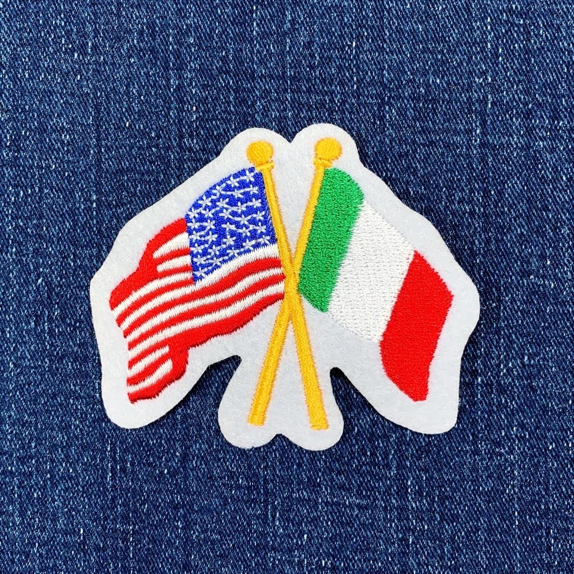 Italy & USA Flags Patch United States Of America Italia Embroidered Badge 3.25"