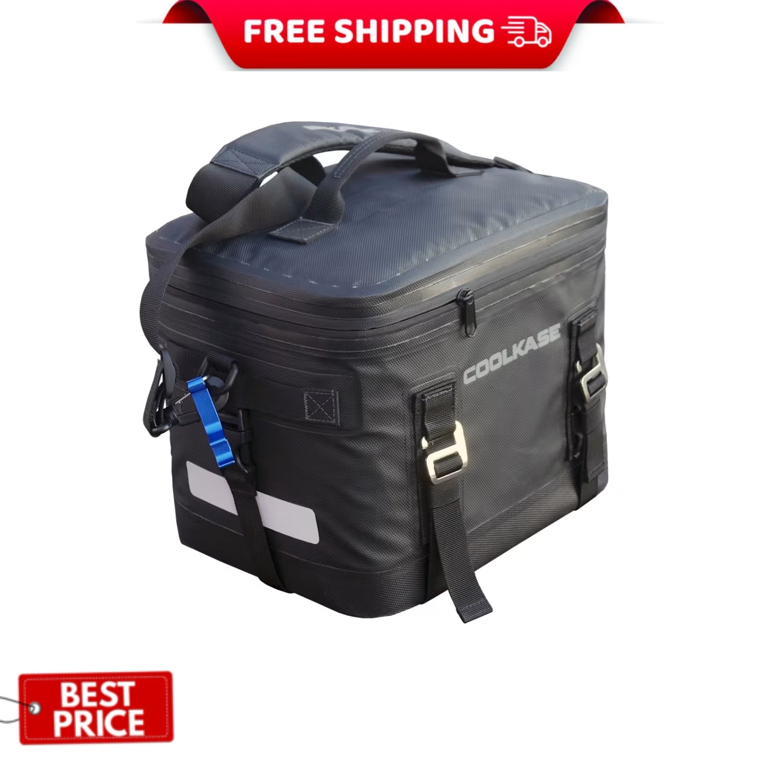 BiKase CoolKASE Insulated Bike Trunk Bag Cooler Rear Rack Black Drink Cooler 13L