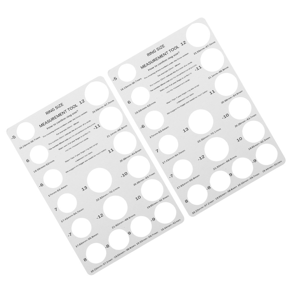 2 Pcs Ring Size Chart Finger Sizer Cardboard Measurement Manual Measuring Tool