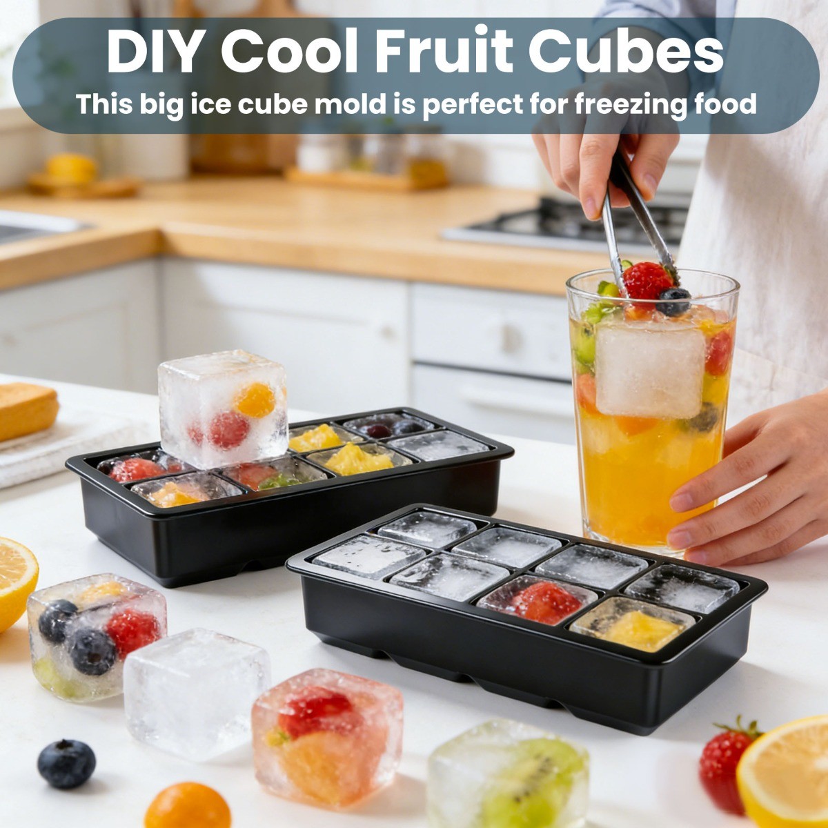 Round Square Ice Cube Ball Maker Tray Silicone Sphere Mold Bar Whiskey Cocktails